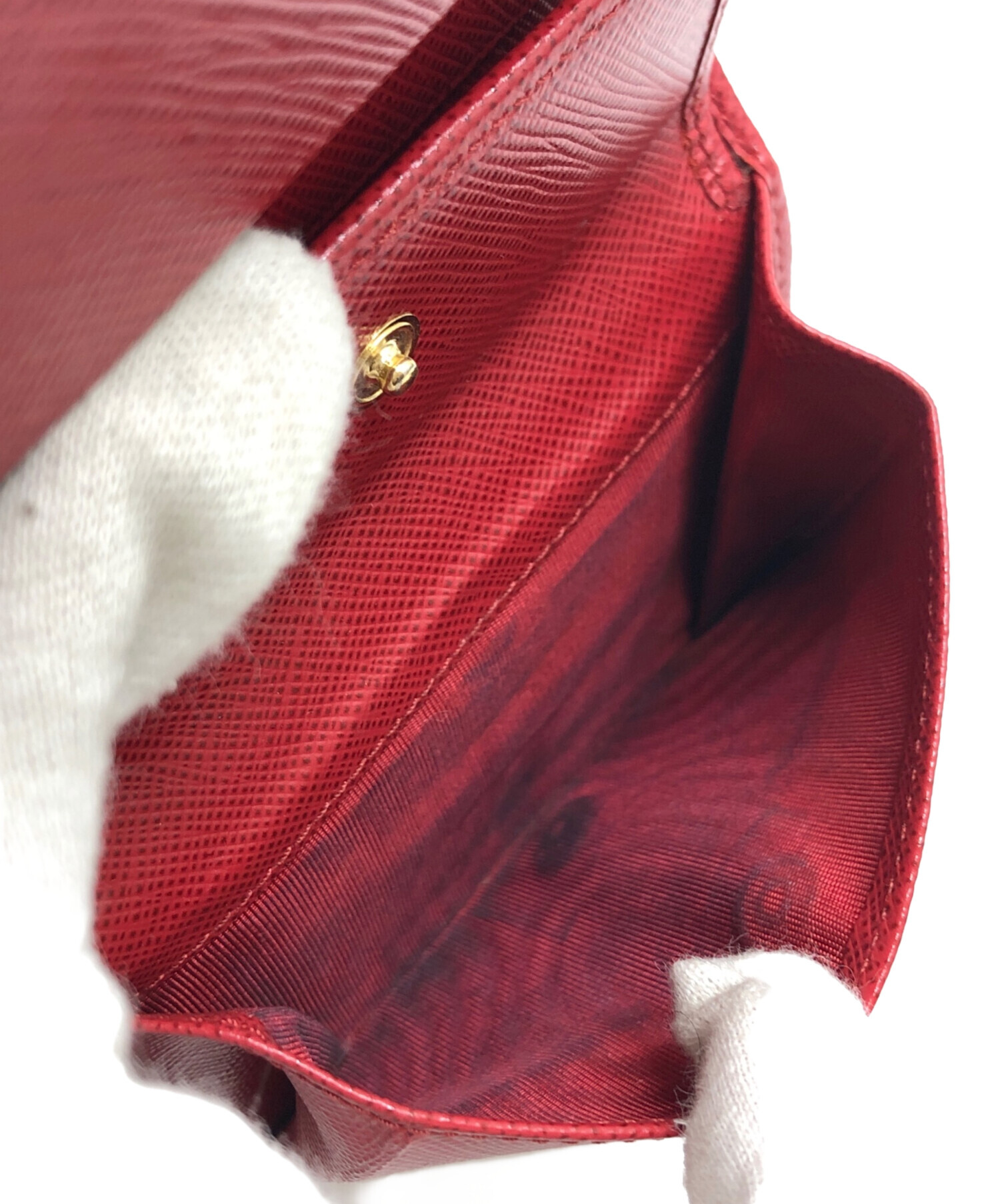 中古・古着通販】PRADA (プラダ) ハートモチーフ2つ折り財布 ブラック