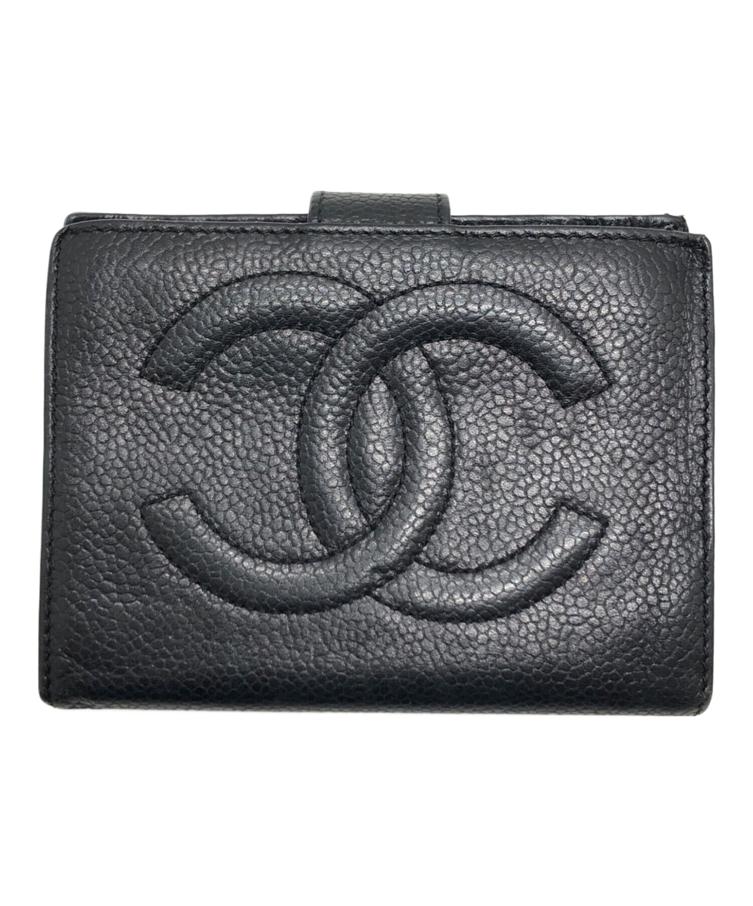 中古・古着通販】CHANEL (シャネル) ココマーク2つ折り財布 ブラック