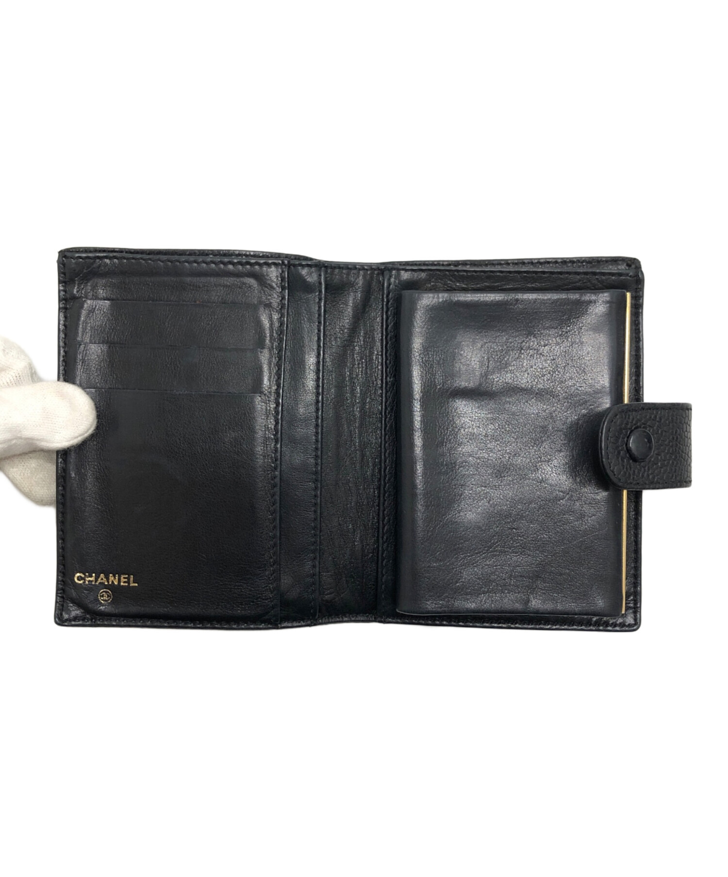 中古・古着通販】CHANEL (シャネル) ココマーク2つ折り財布 ブラック