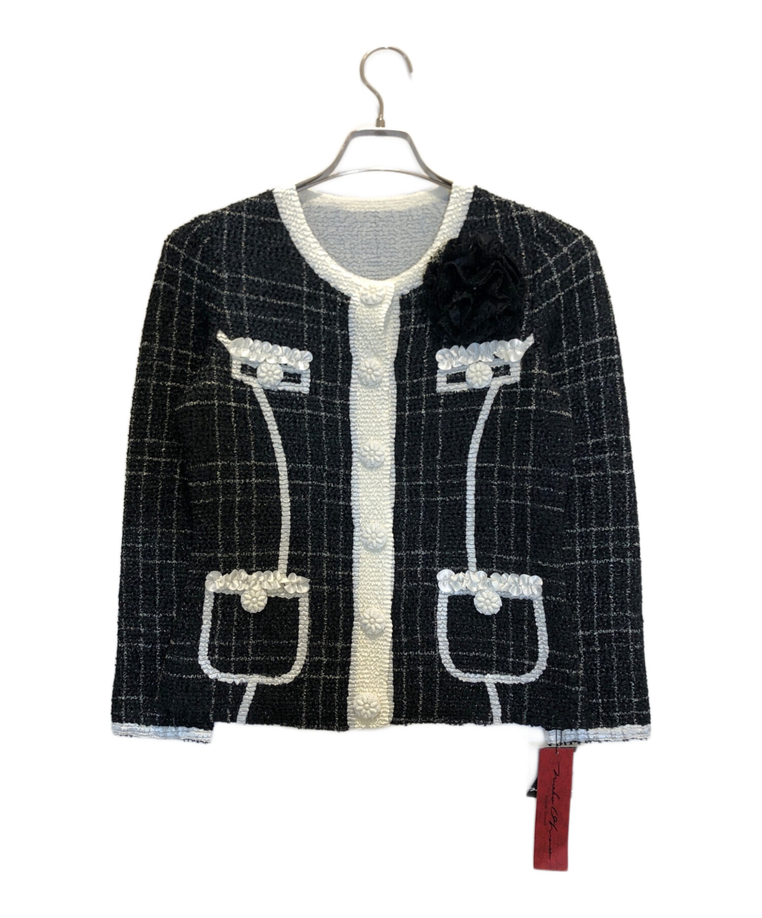 ノコ オーノ NOKO OHNO プリーツ加工　ジャケット　カーディガン　42 中古・古着通販】NOKO OHNO (ノコ オーノ) ブローチ付プリーツ