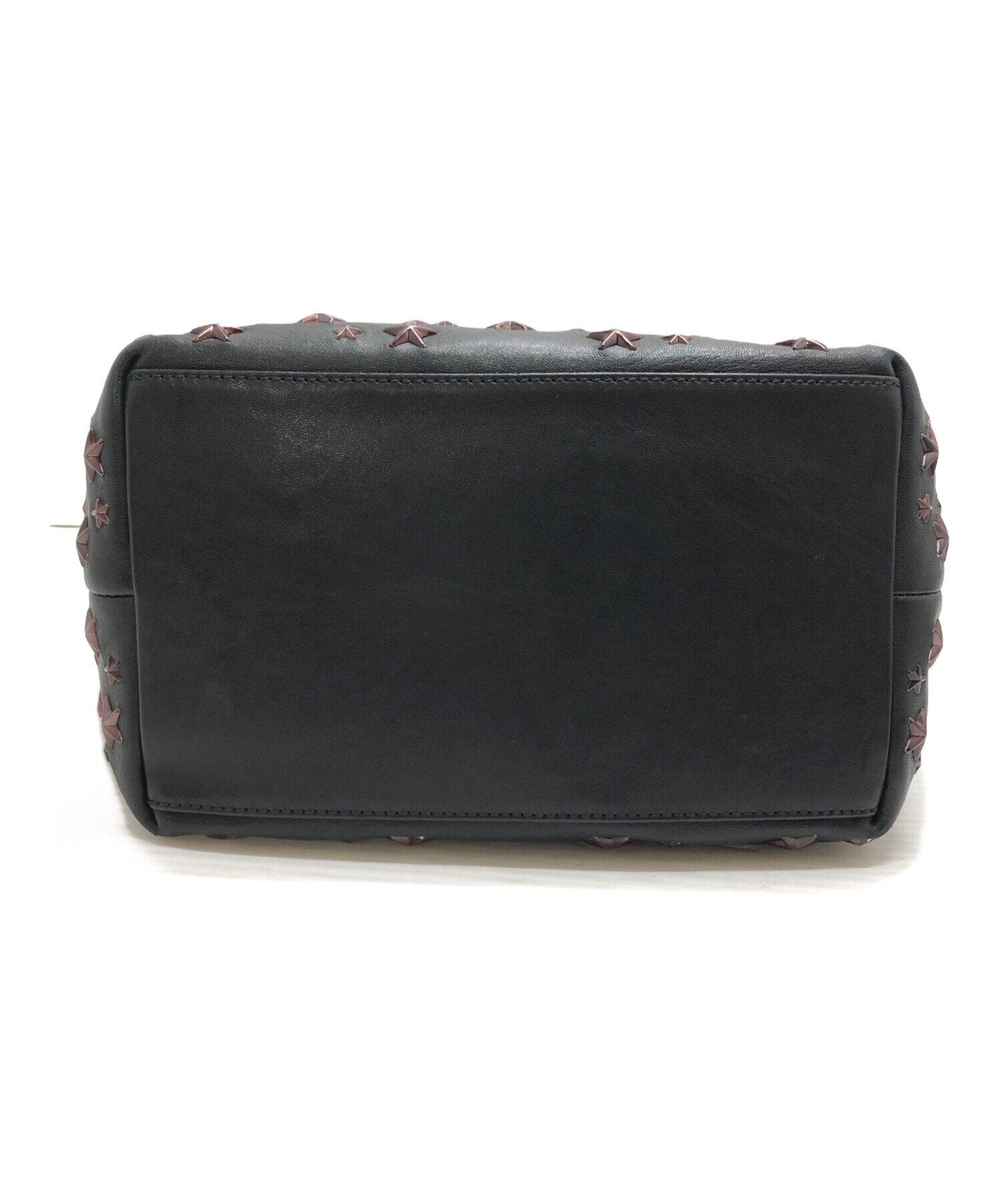 JIMMY CHOO スタッズ付きブラックハンドバッグ ジミーチュウ(Jimmy Choo) レディース レザー スタッズ ハンドバッグ