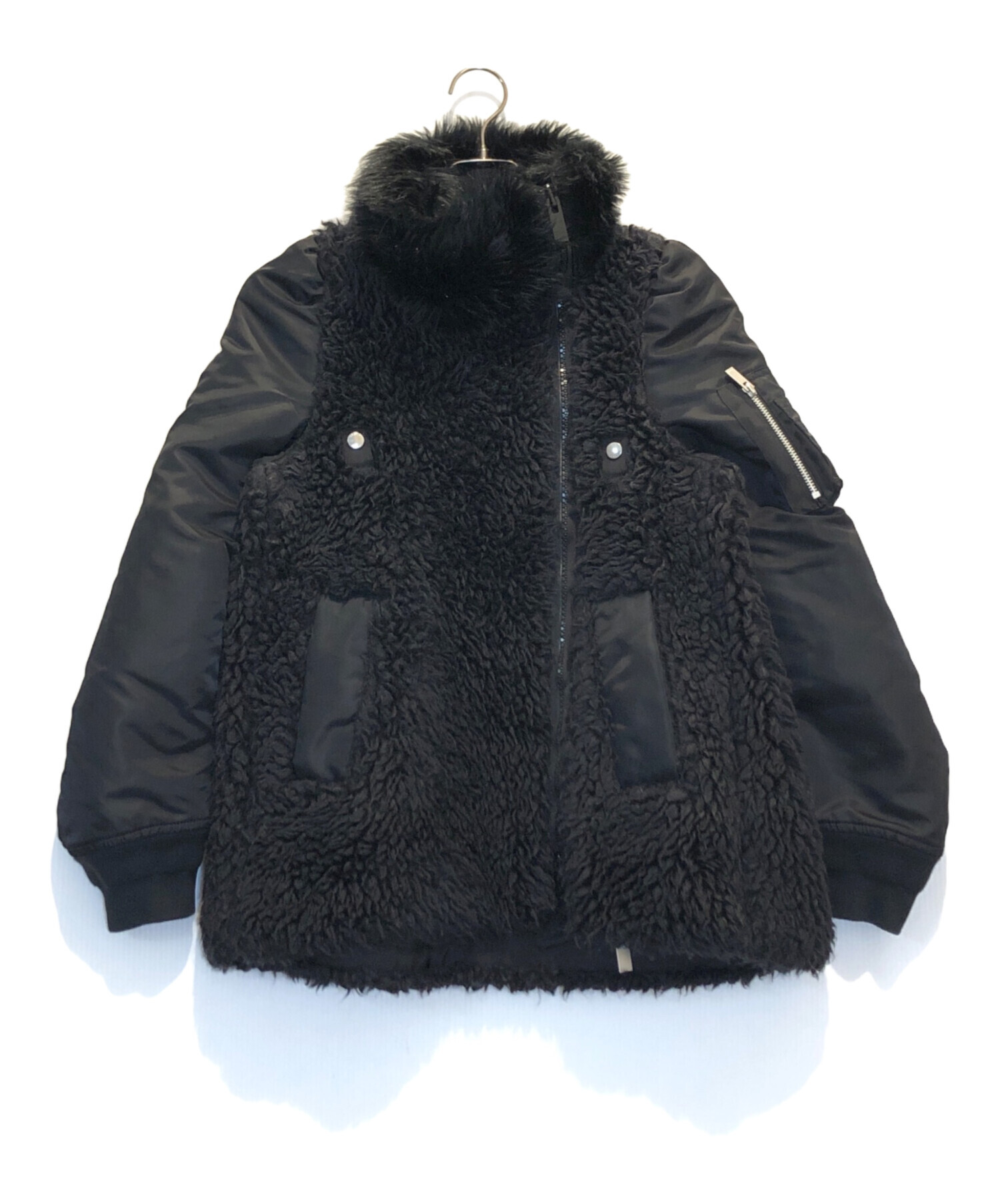 中古・古着通販】sacai (サカイ) ボアドッキングジャケット ブラック