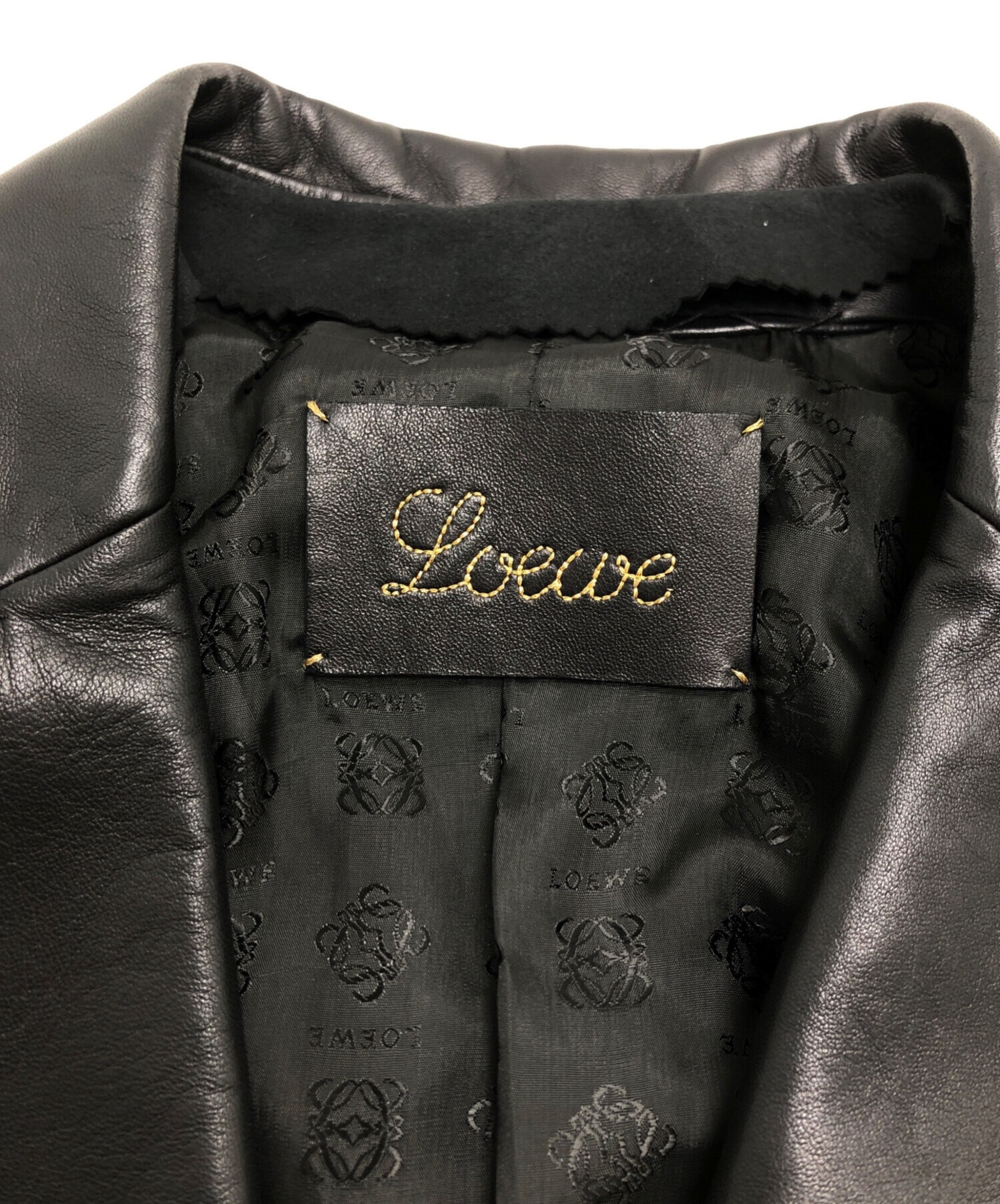 中古・古着通販】LOEWE (ロエベ) ラムレザージャケット ブラック