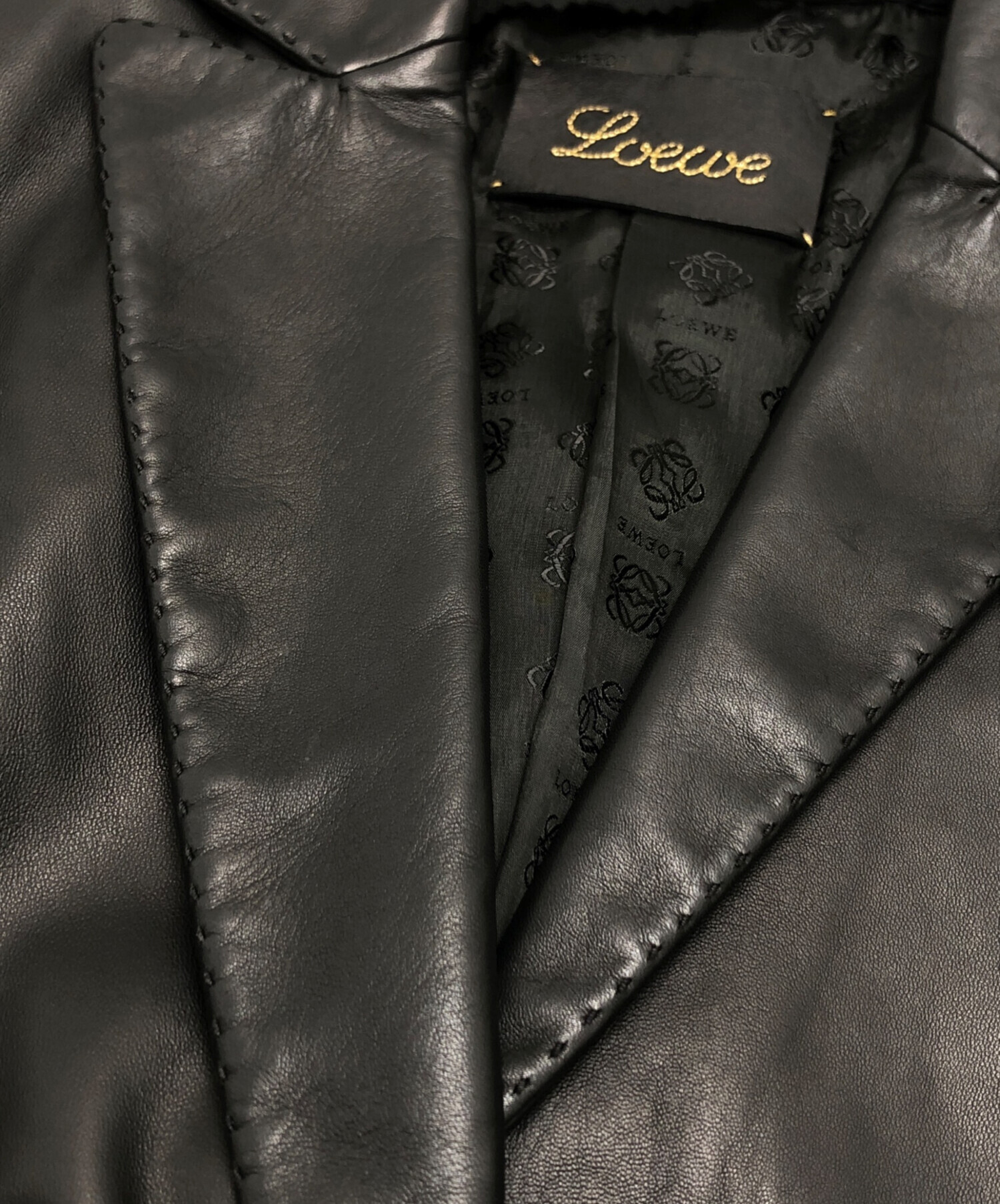 中古・古着通販】LOEWE (ロエベ) ラムレザージャケット ブラック