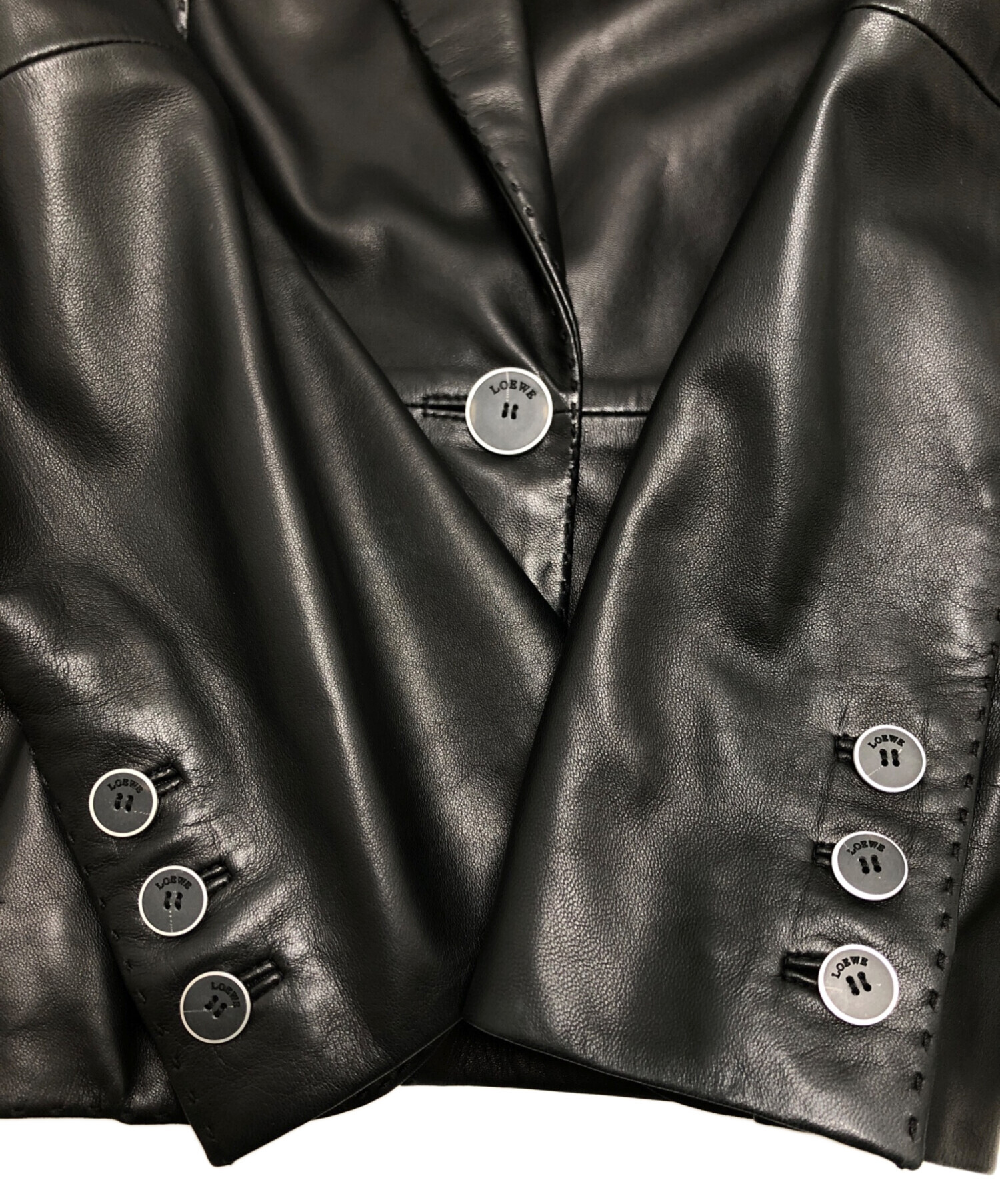 中古・古着通販】LOEWE (ロエベ) ラムレザージャケット ブラック
