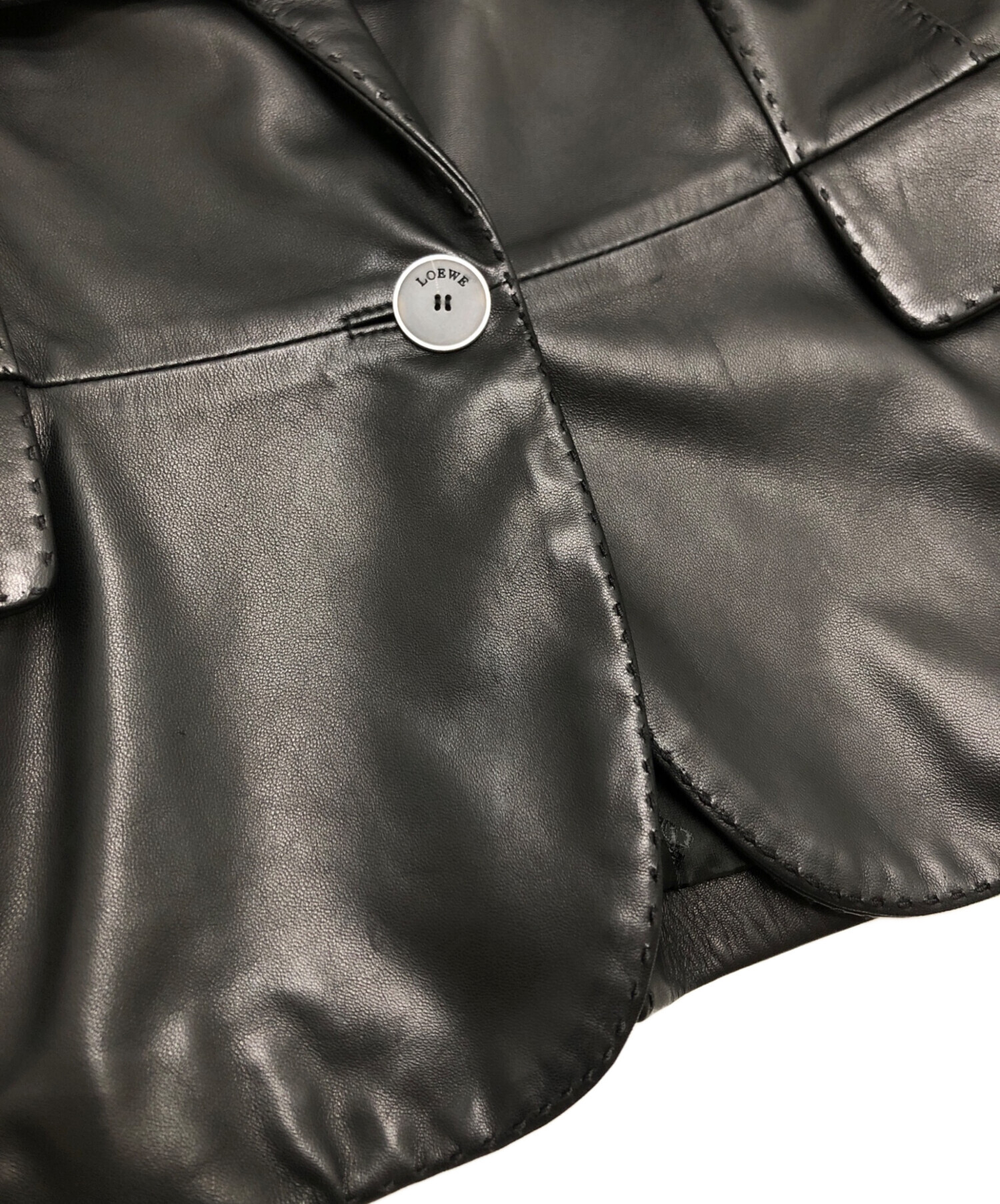 中古・古着通販】LOEWE (ロエベ) ラムレザージャケット ブラック