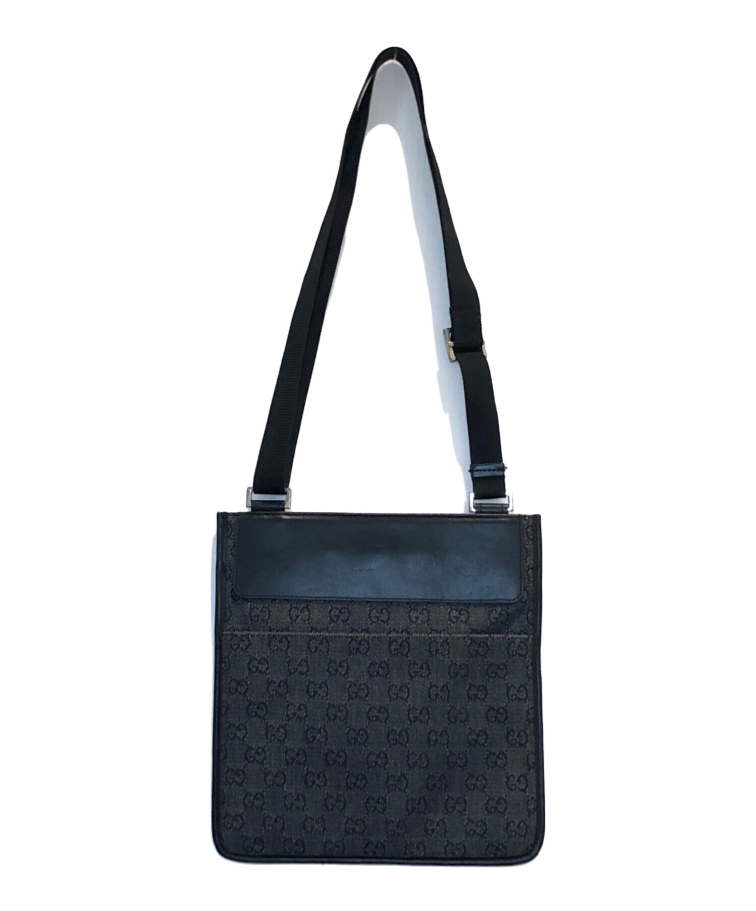 中古美品正規品　未使用品　GUCCI レザー ショルダーバッグ ブラック 中古・古着通販】GUCCI (グッチ) レザーショルダーバッグ ネイビー
