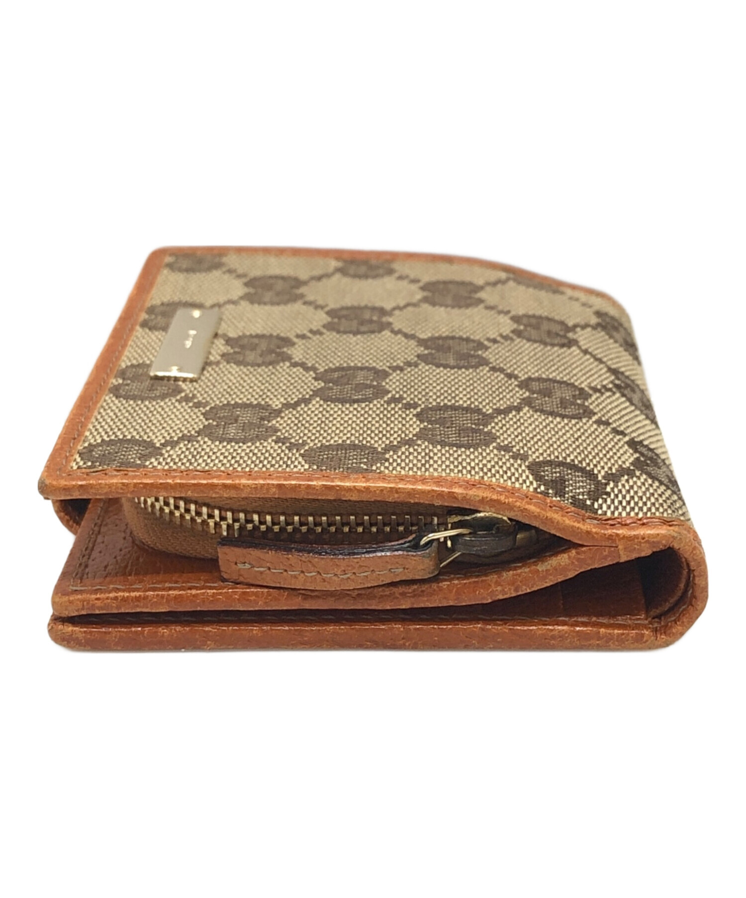 中古・古着通販】GUCCI (グッチ) 二つ折り財布 ブラウン｜ブランド