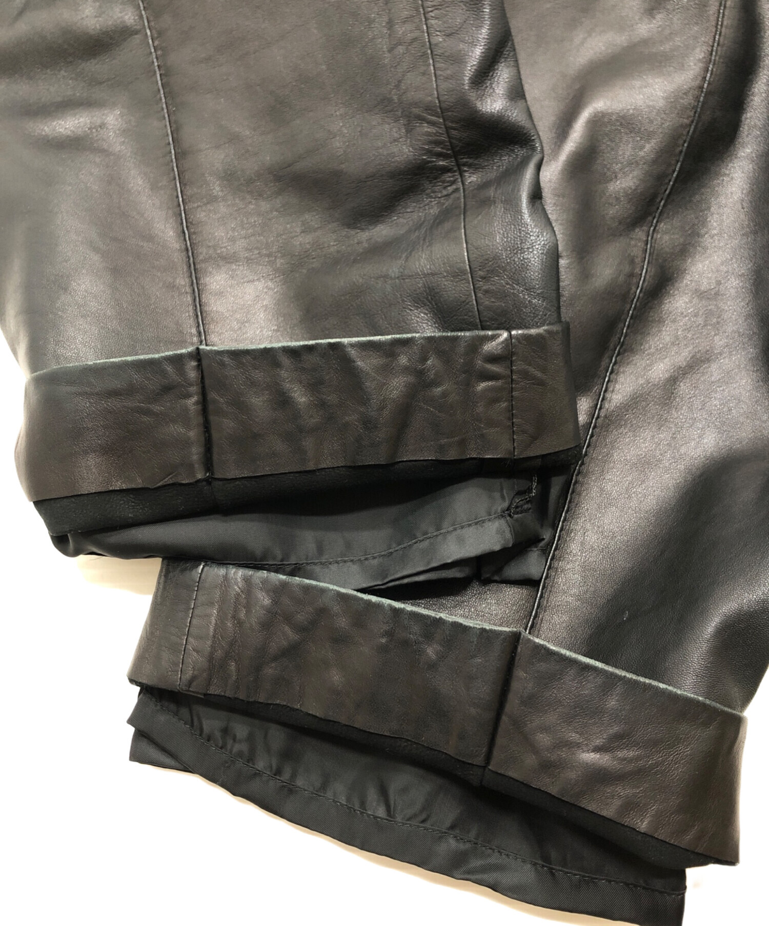 中古・古着通販】BACCA (バッカ) ラムレザーオーバーオール ブラック
