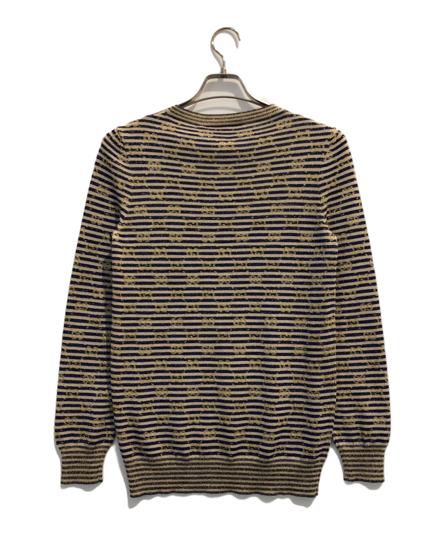 中古・古着通販】GUCCI (グッチ) ニット ベージュ×ネイビー サイズ:S