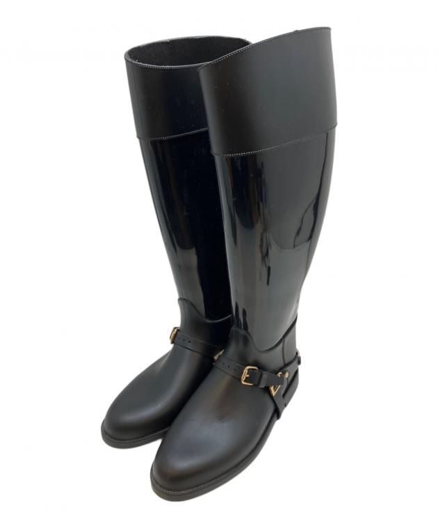 JIMMY CHOO レインブーツ ブラック37 23.5センチ 中古・古着通販】JIMMY CHOO (ジミーチュウ) レインロングブーツ