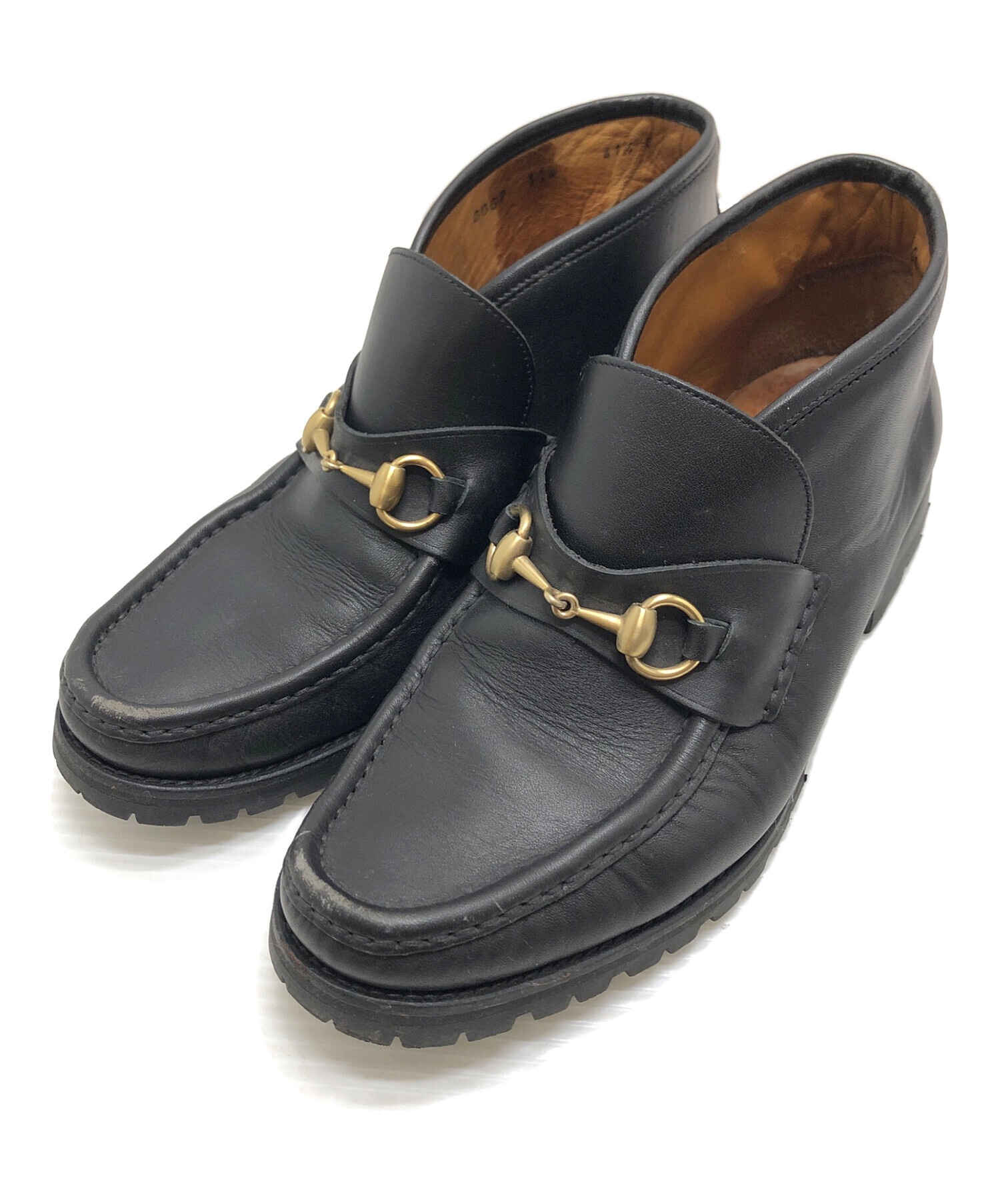 中古・古着通販】GUCCI (グッチ) ホースビットチャッカブーツ ブラック 