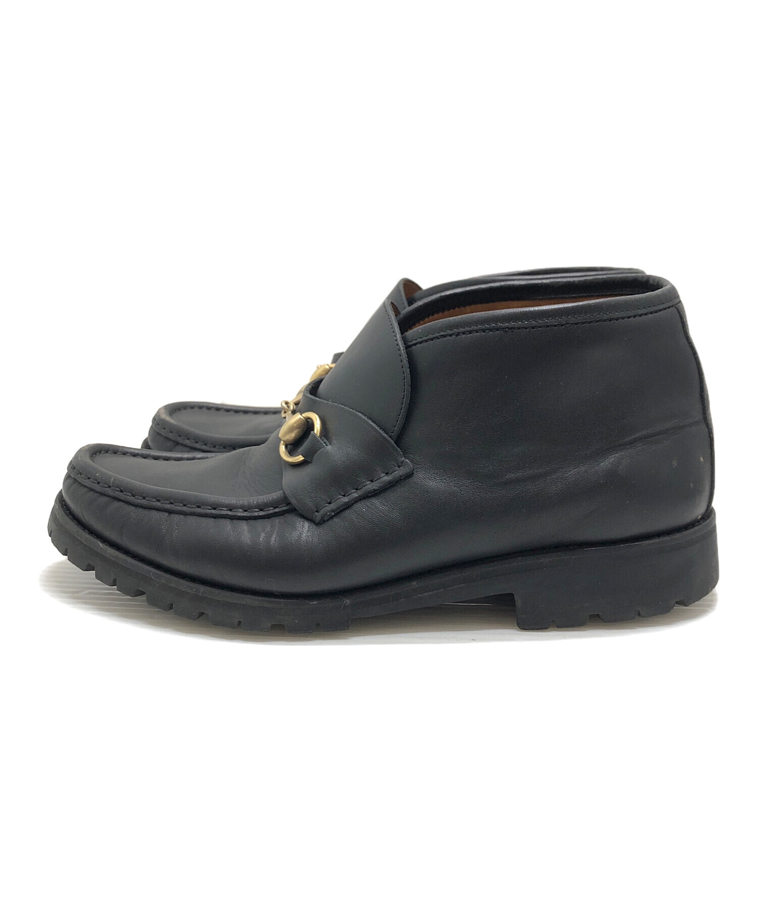 中古・古着通販】GUCCI (グッチ) ホースビットチャッカブーツ ブラック 