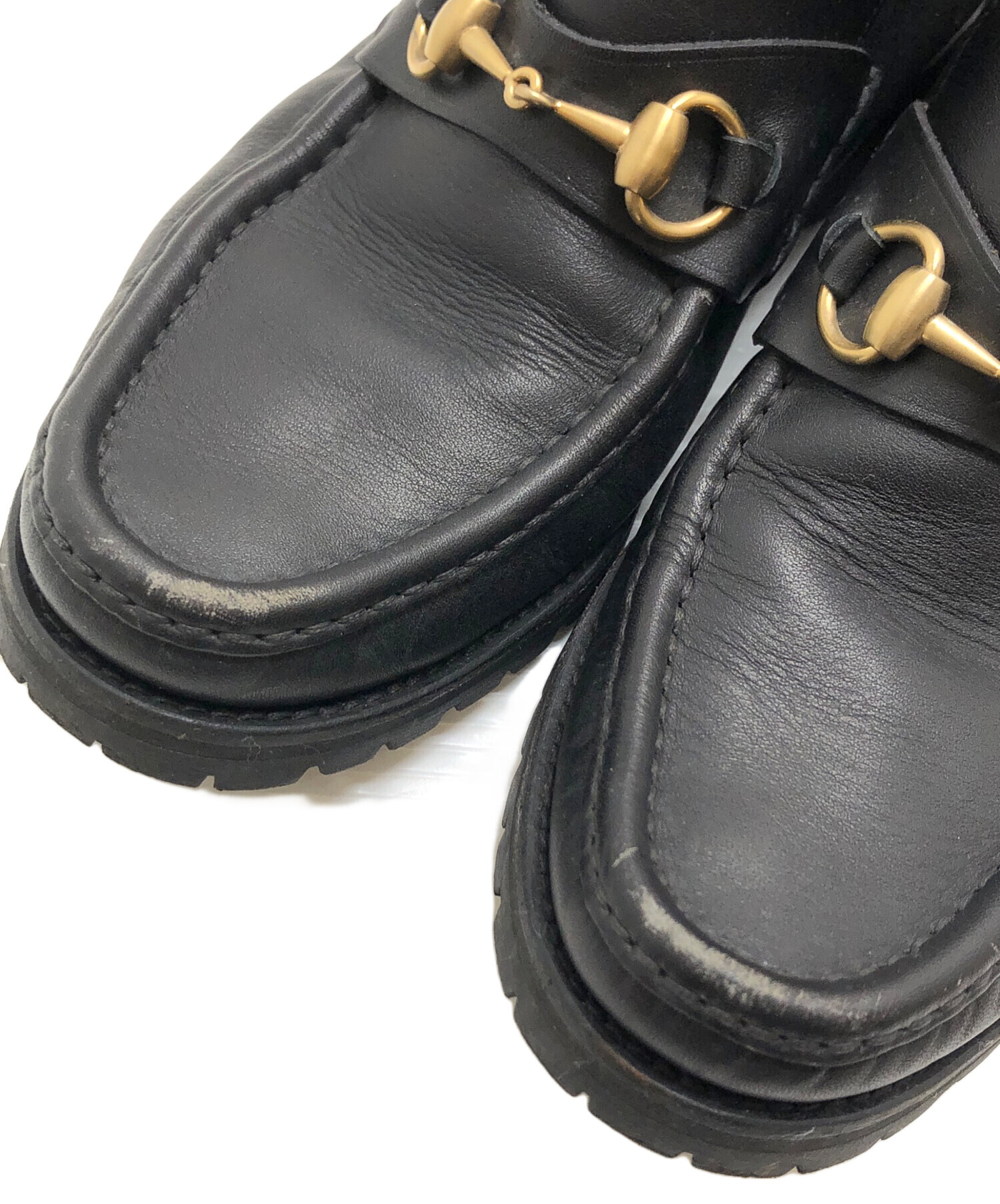 中古・古着通販】GUCCI (グッチ) ホースビットチャッカブーツ ブラック 