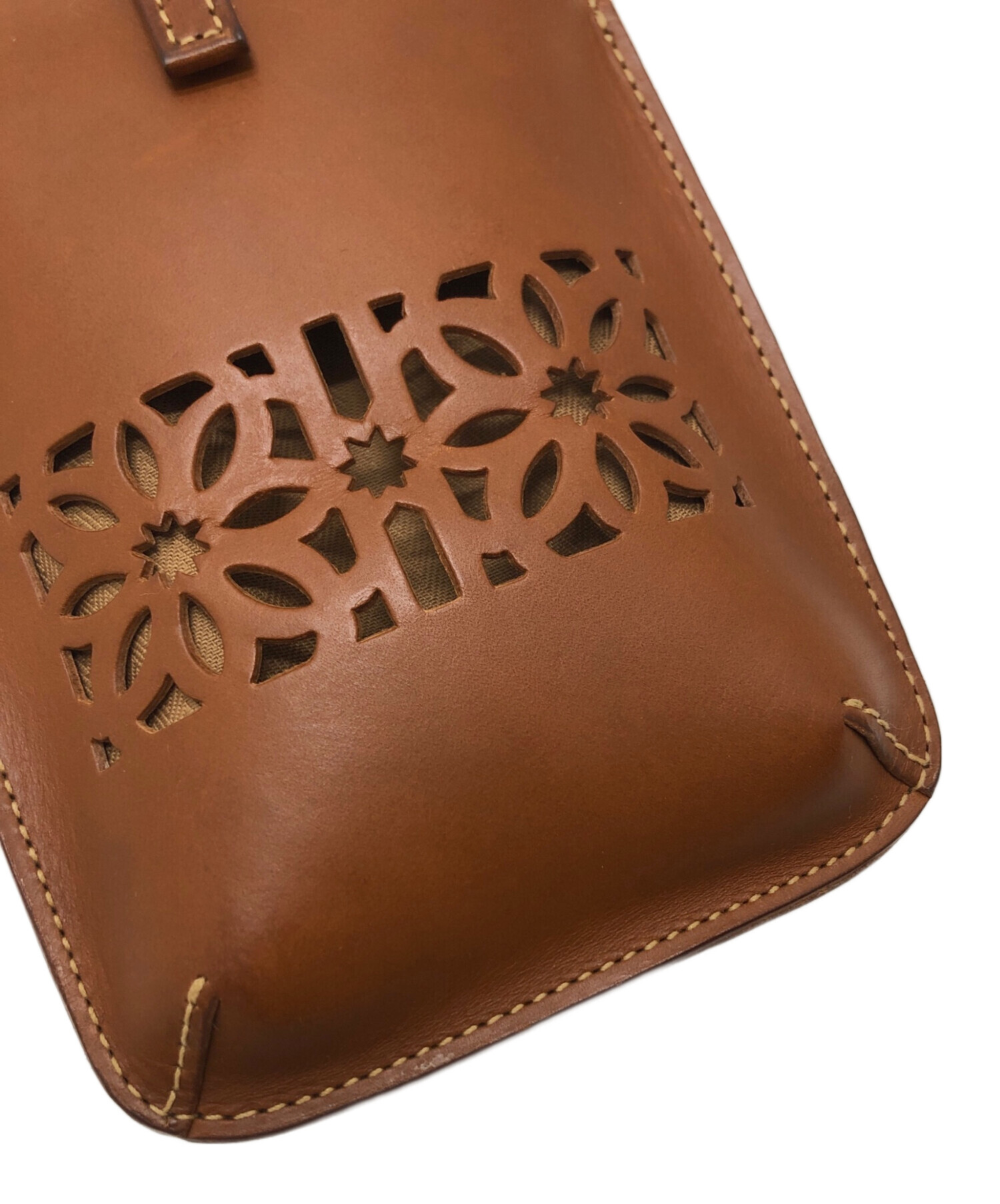 ゲンテン　カットワーク　ショルダーバッグ　ブラウン　中古品 中古・古着通販】genten (ゲンテン) カットワークレザーショルダー