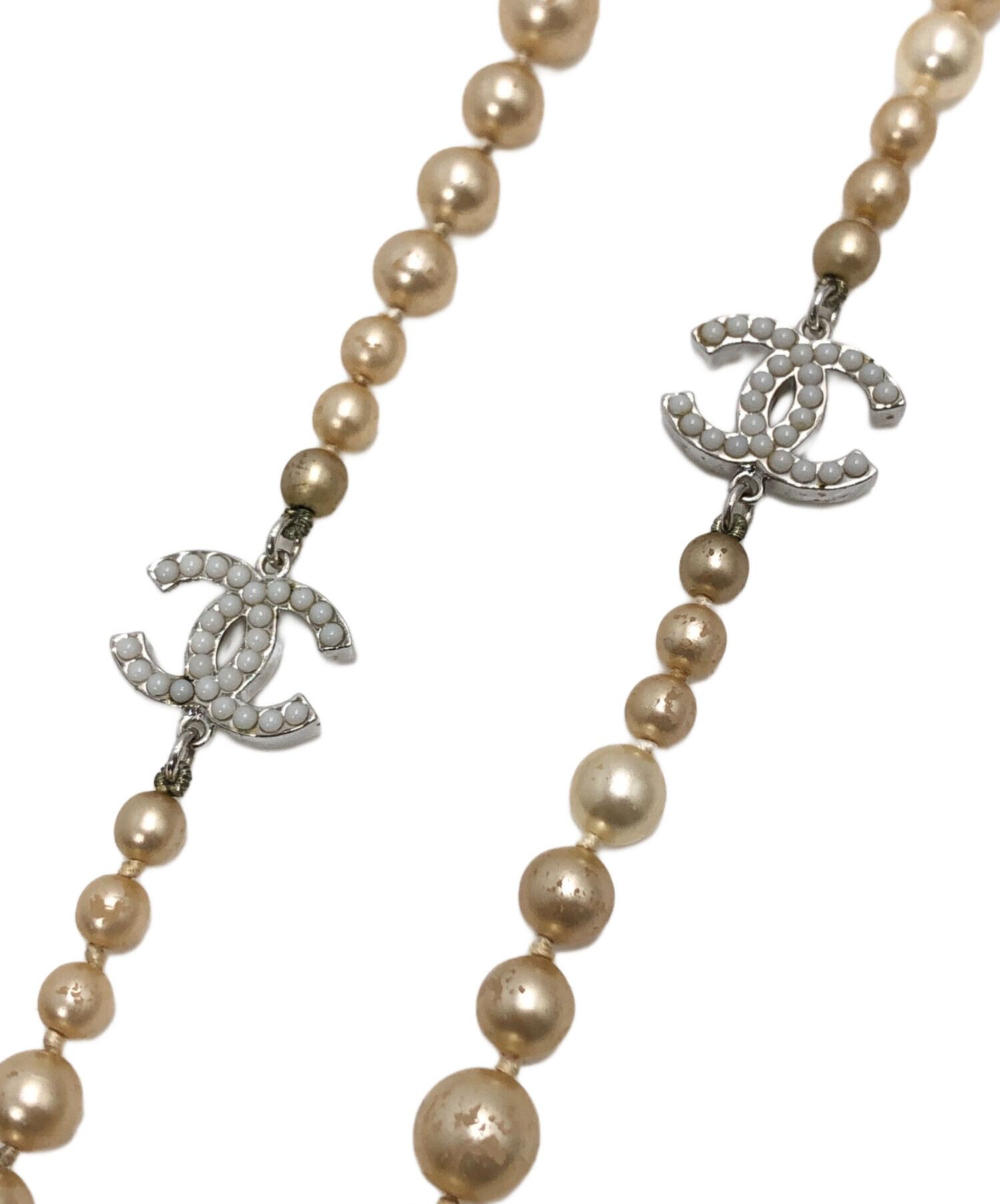 ジャンク CHANEL パールネックレス A12A 中古・古着通販】CHANEL (シャネル) パールネックレス アイボリー