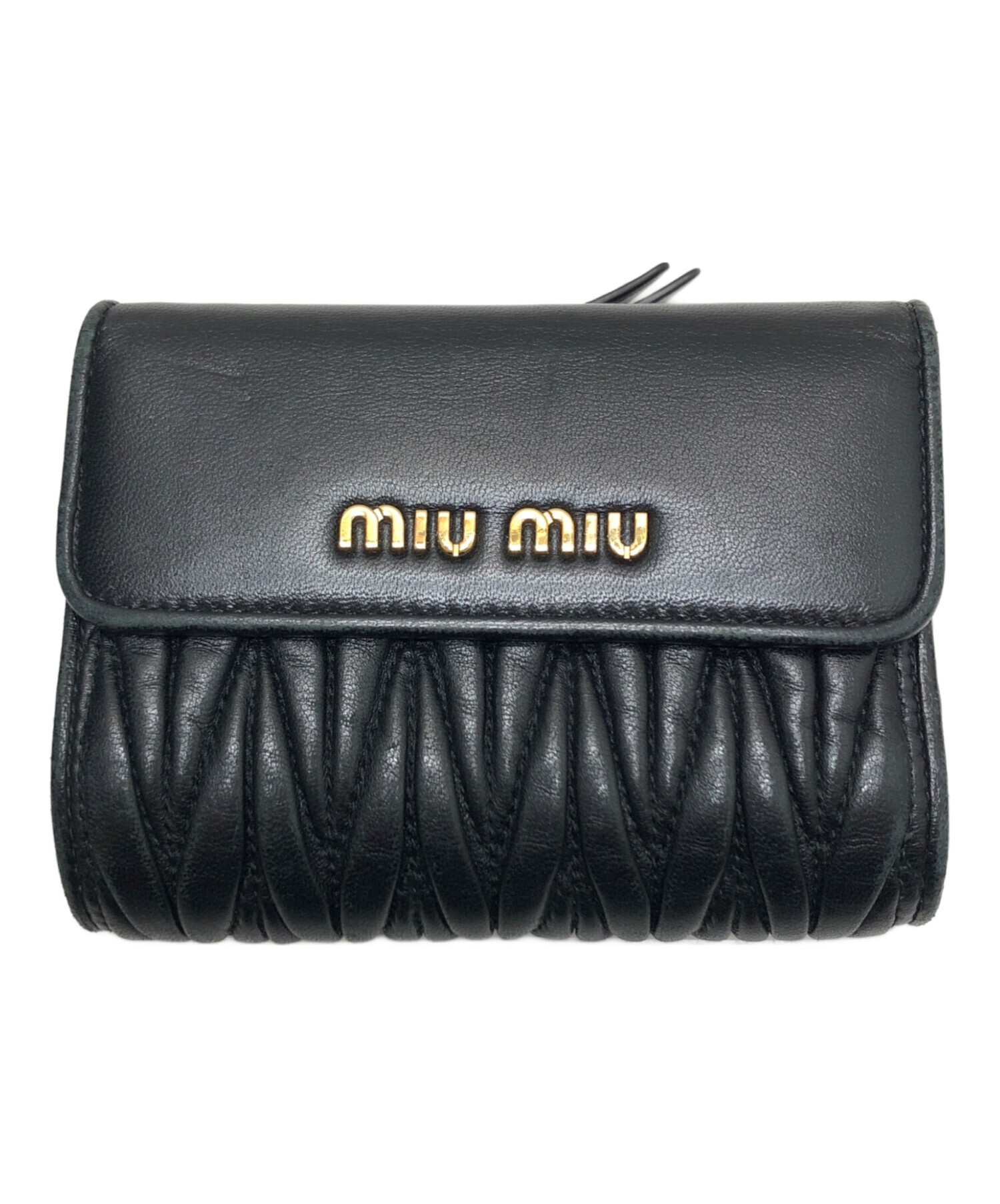 中古・古着通販】MIU MIU (ミュウミュウ) 二つ折り財布 ブラック 