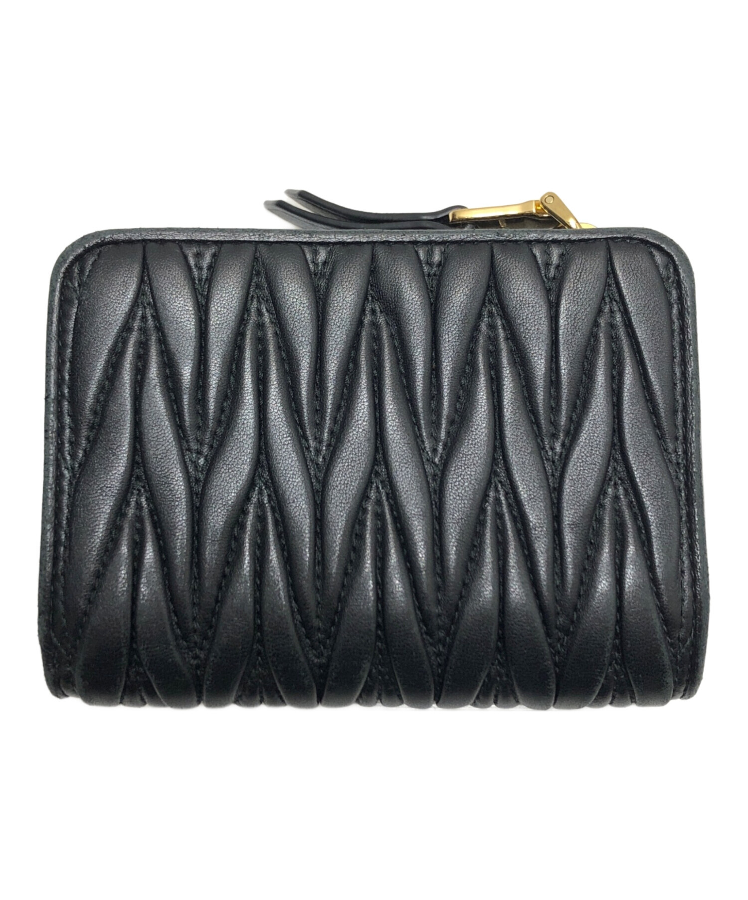 中古・古着通販】MIU MIU (ミュウミュウ) 二つ折り財布 ブラック 