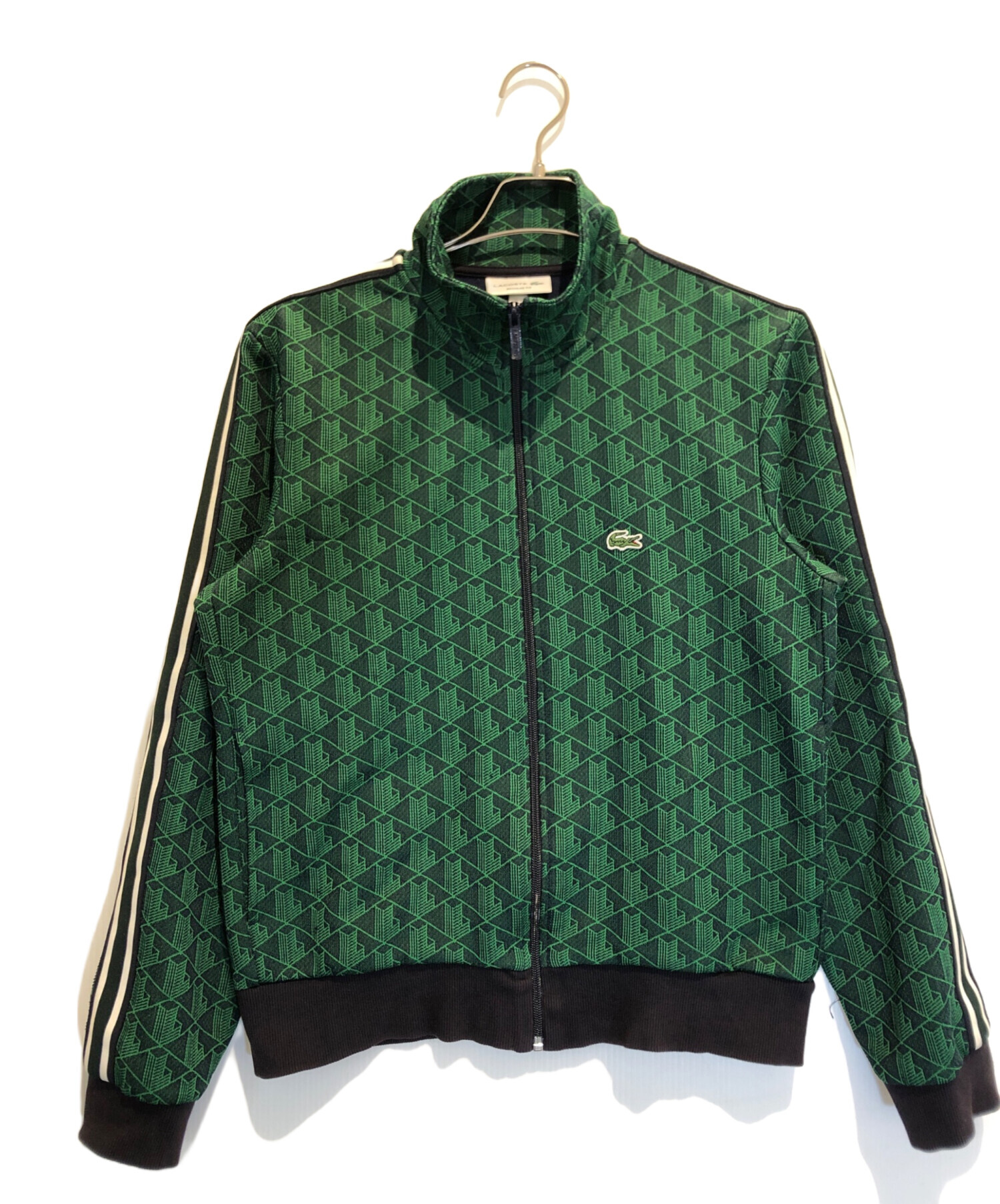 LACOSTE モノグラム トラックジャケット グリーン FR5 中古・古着通販】LACOSTE (ラコステ) モノグラムジャカードトラック