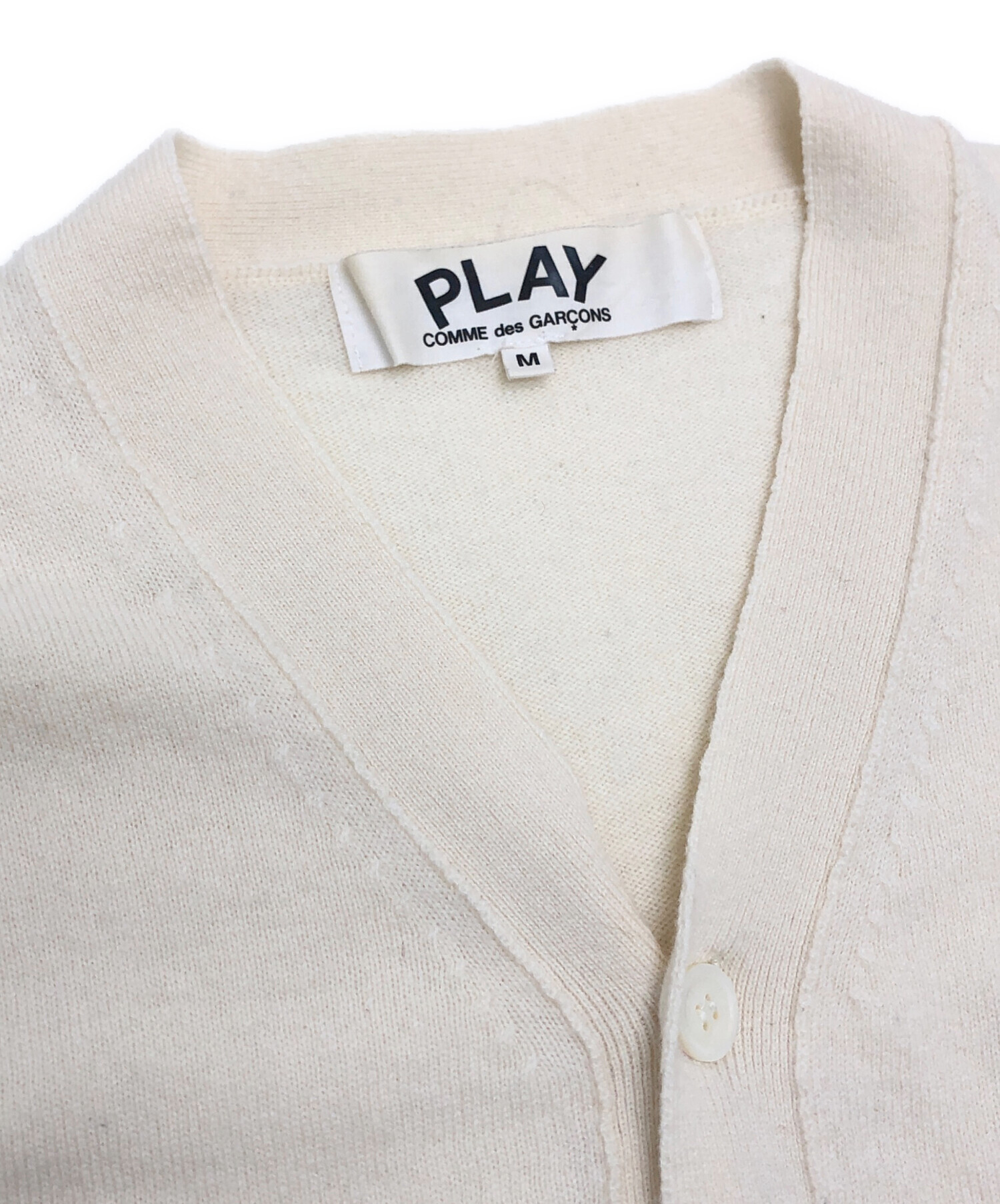 プレイコムデギャルソン ニットカーディガン アイボリー 白 M 中古・古着通販】PLAY COMME des GARCONS (プレイコムデギャルソン