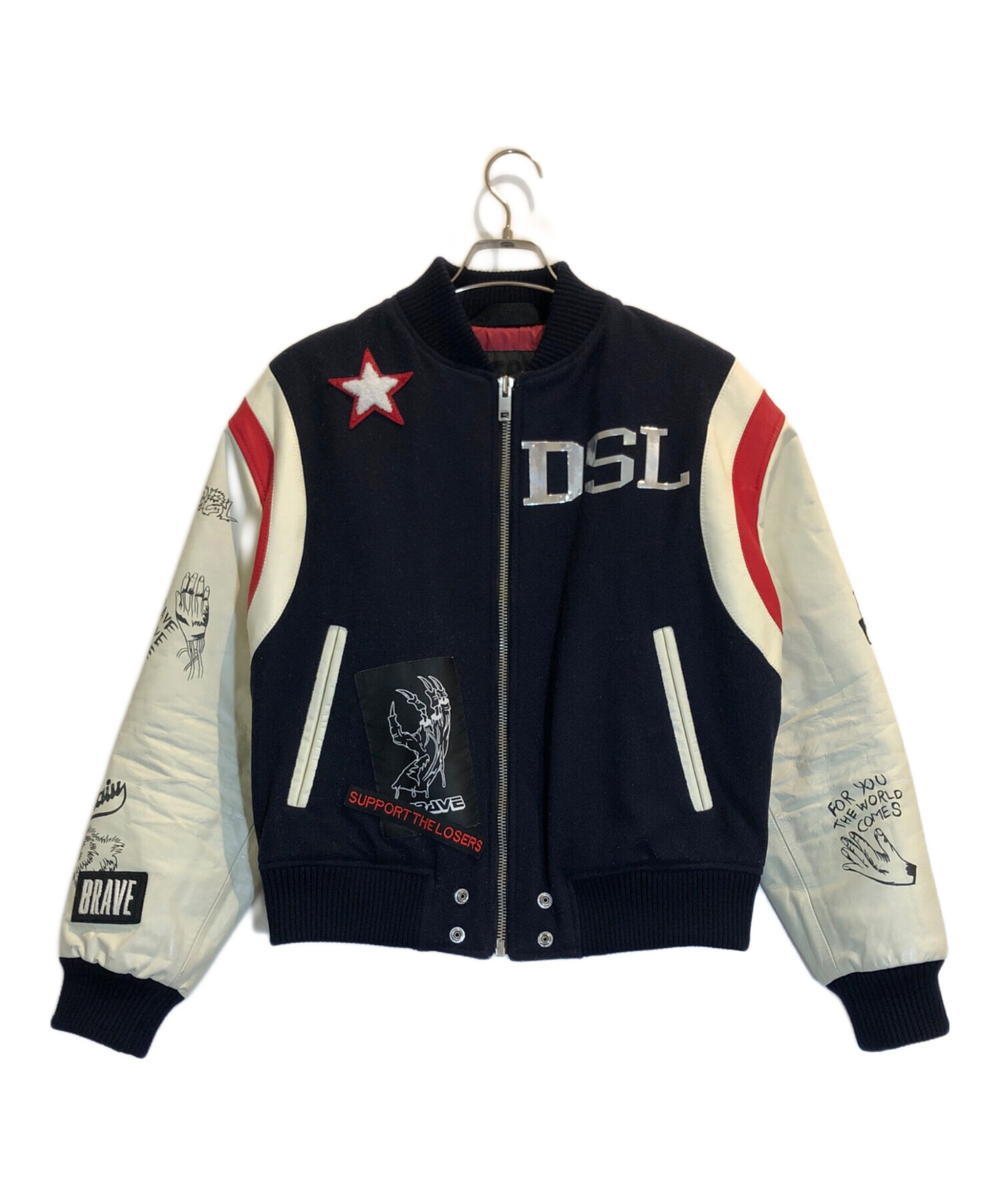DIESEL (ディーゼル) 袖レザーグラフィックスタジャン サイズ:S 