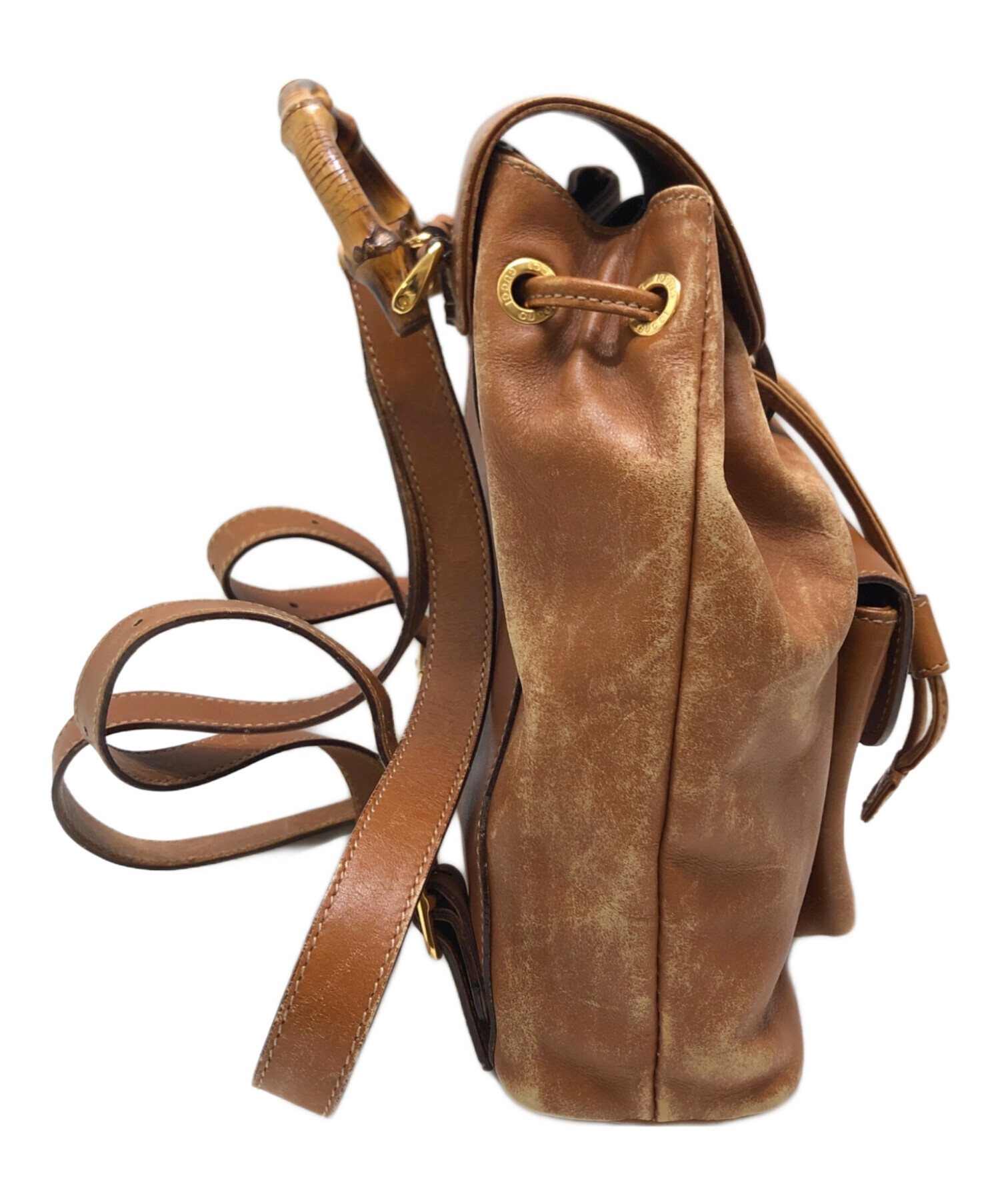 中古・古着通販】GUCCI (グッチ) レザー ミニリュック ブラウン 