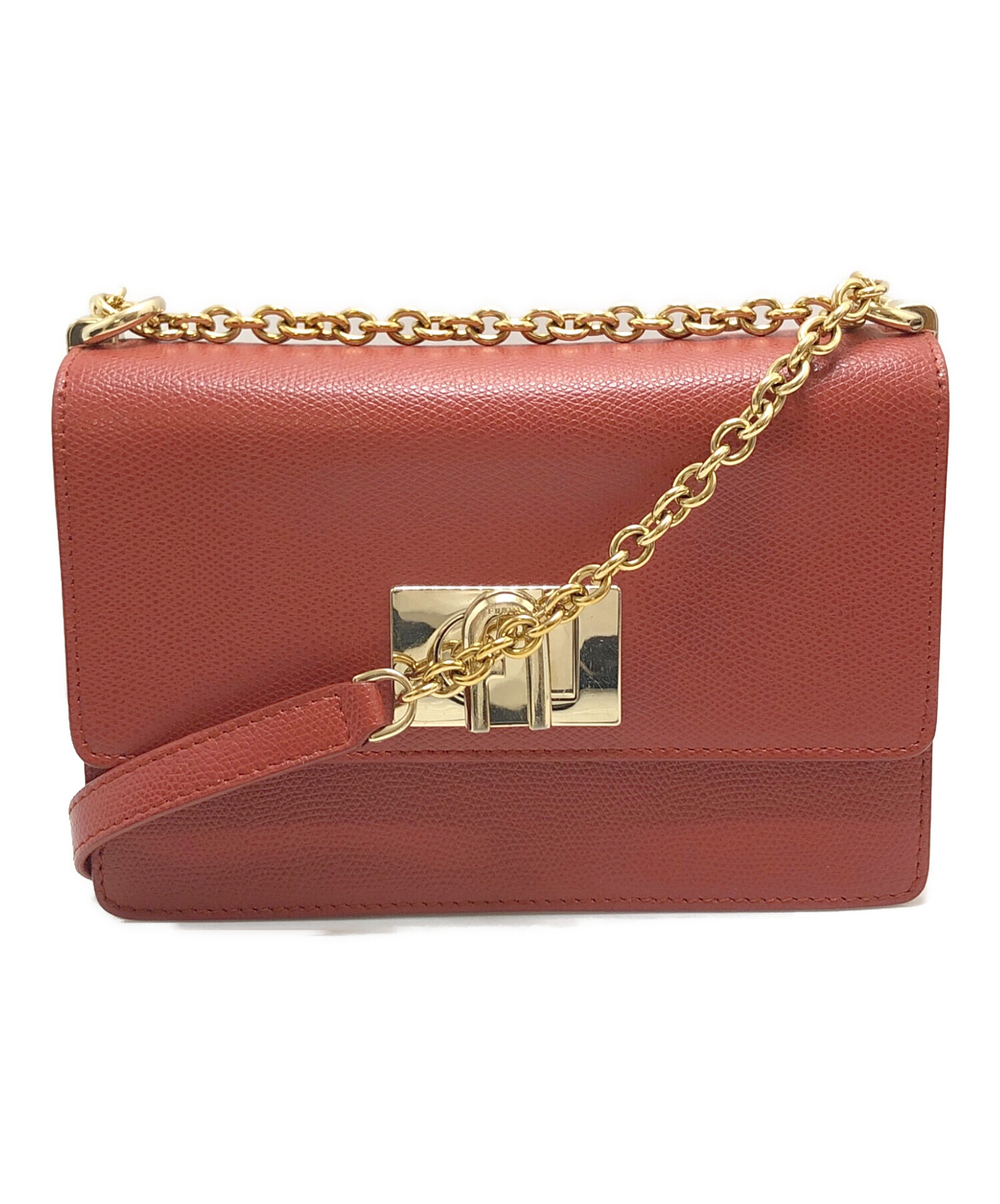 中古・古着通販】FURLA (フルラ) チェーンショルダーバッグ ブラウン 