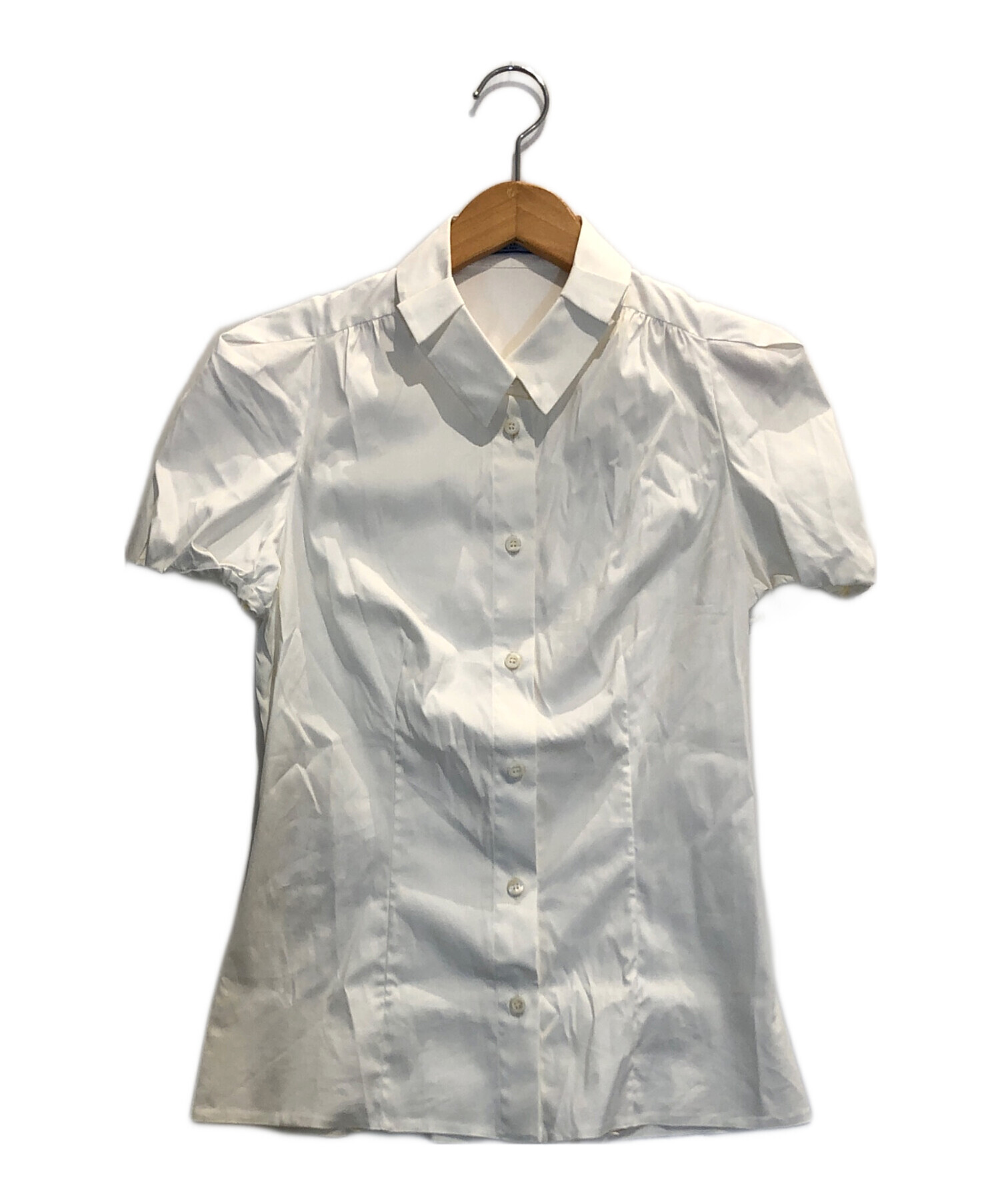 プラダ　パフスリーブ　ブラウス 中古・古着通販】PRADA (プラダ) パフスリーブシャツ ホワイト サイズ