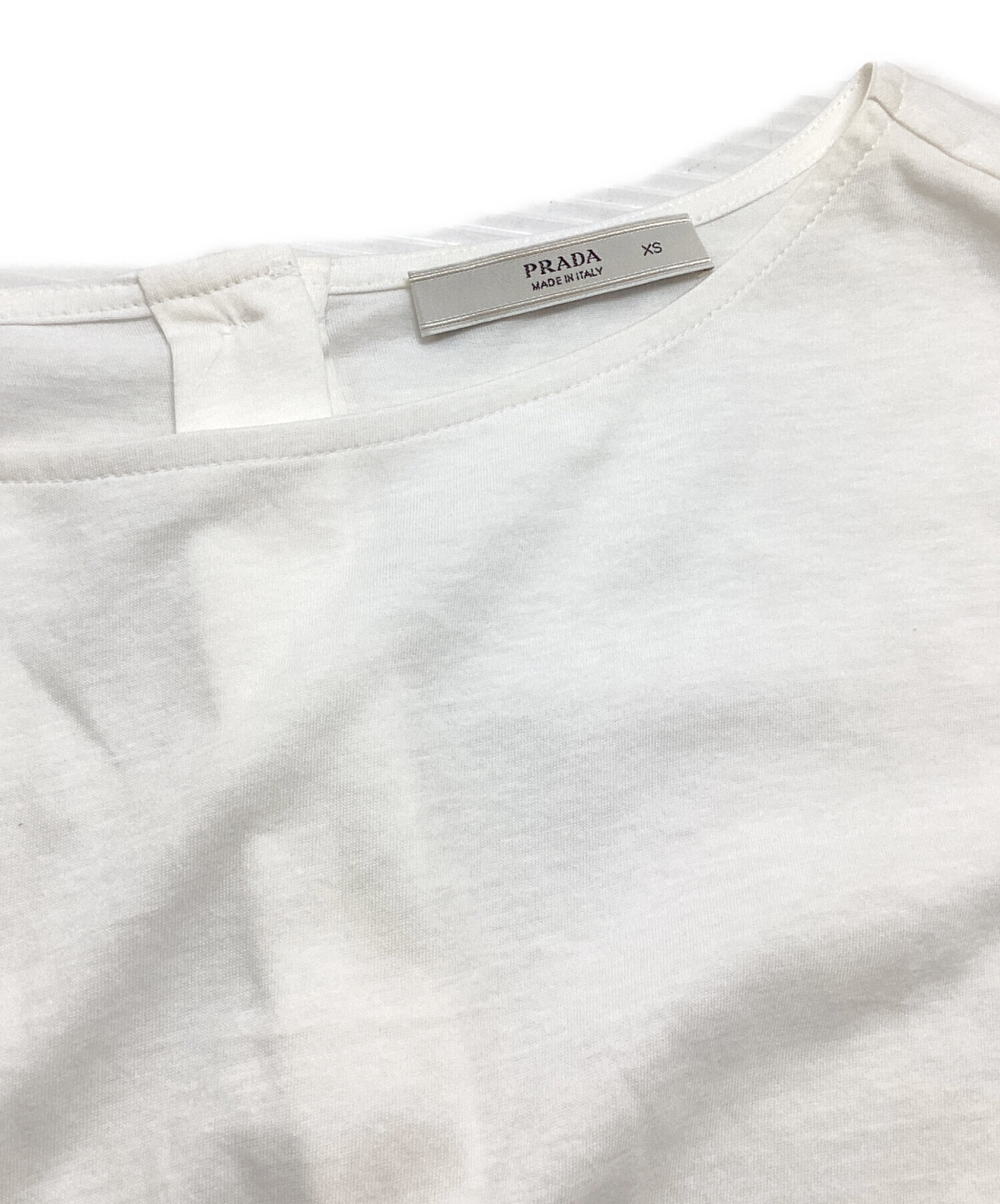 中古・古着通販】PRADA (プラダ) バックスリットカットソー ホワイト