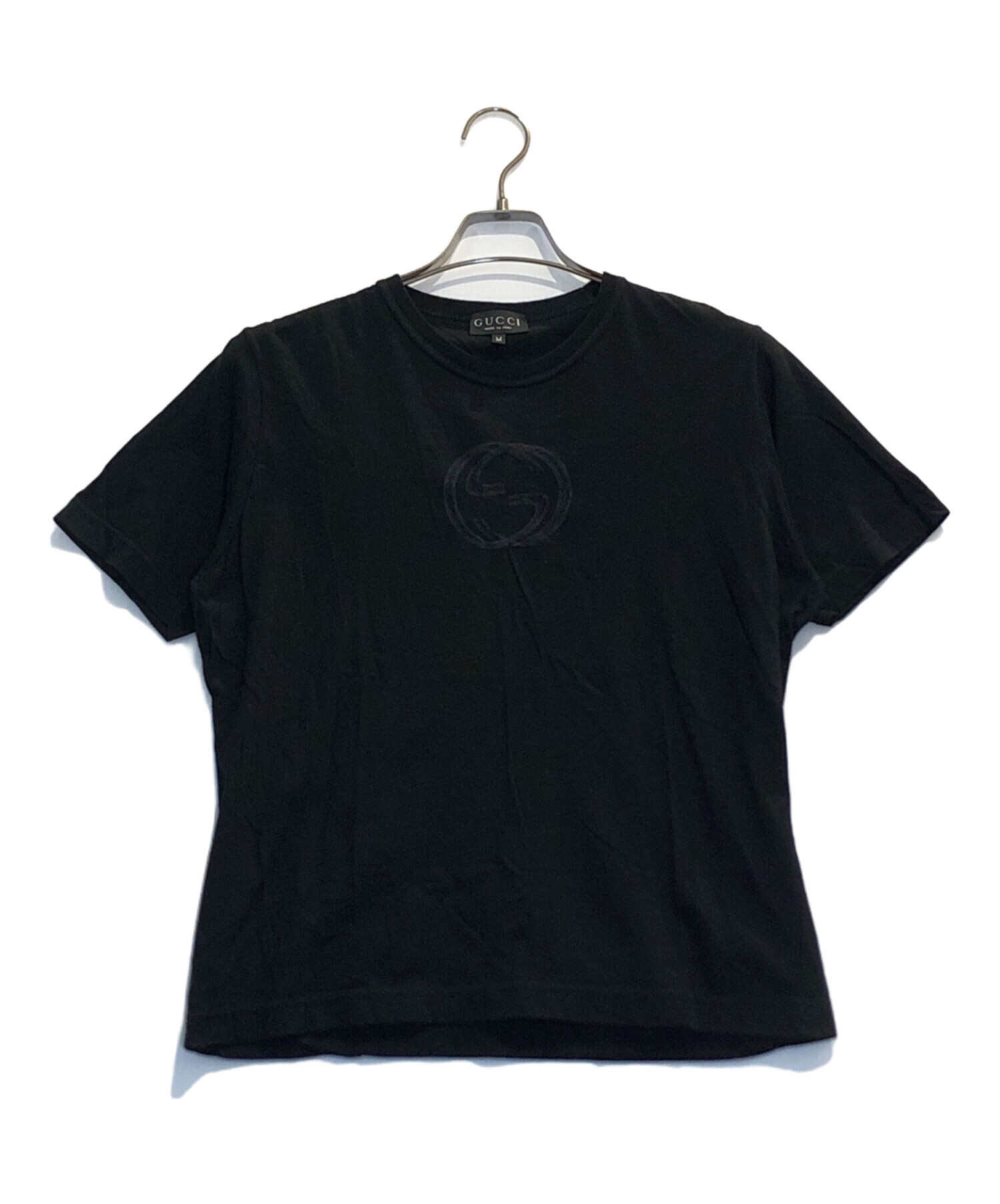 中古・古着通販】GUCCI (グッチ) ロゴ刺繍tシャツ ブラック サイズ:M 