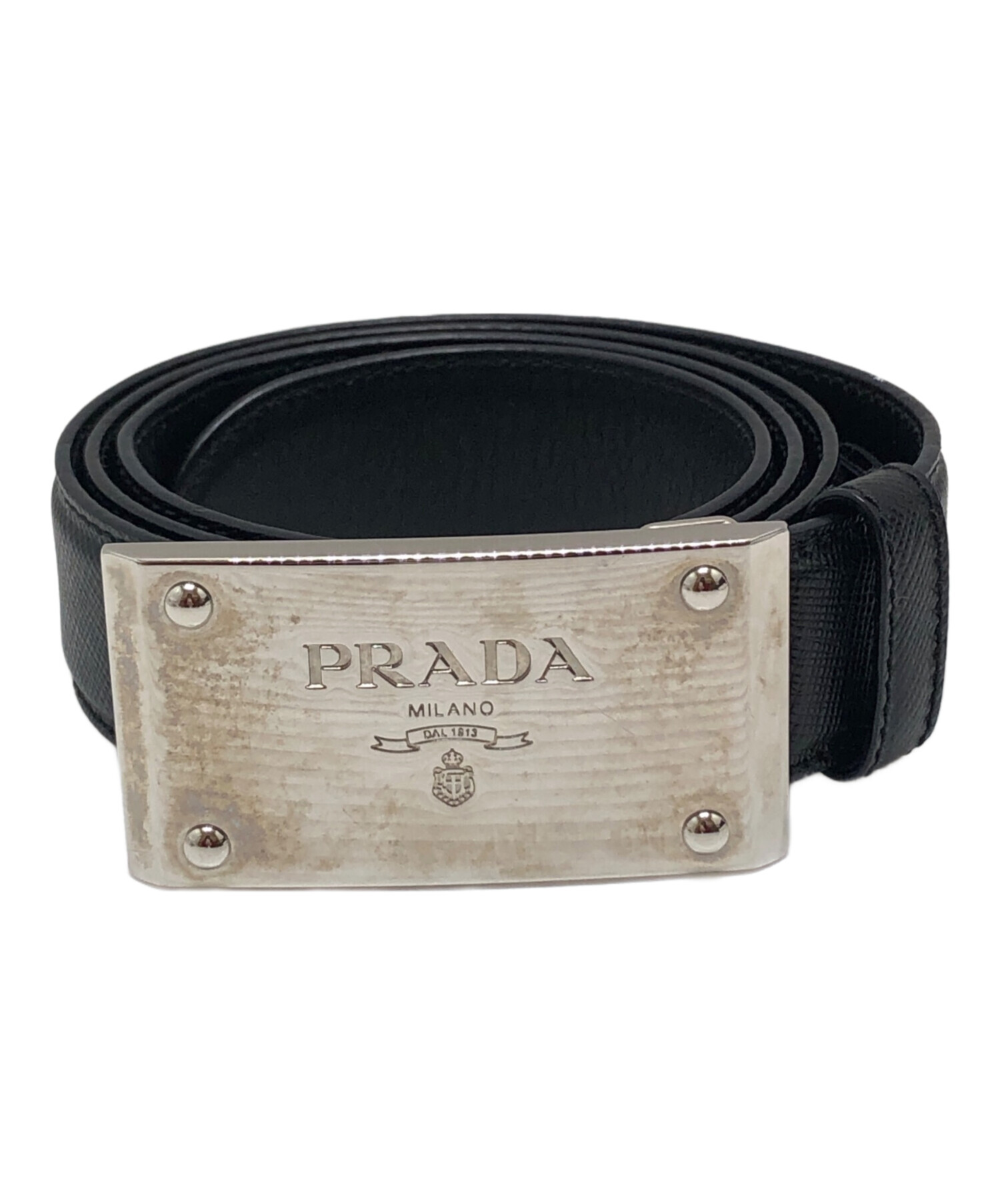 中古・古着通販】PRADA (プラダ) レザーベルト ブラック サイズ:32/80