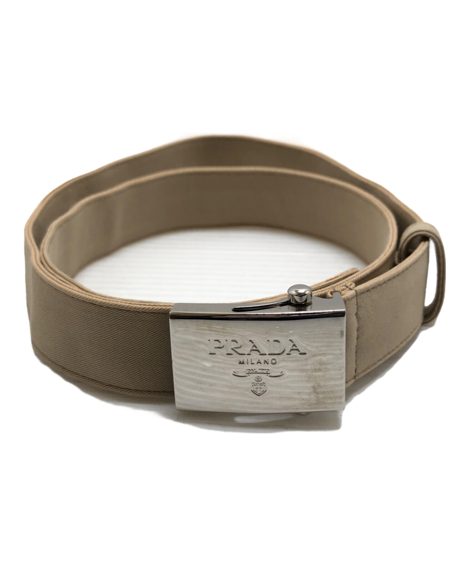 PRADA ベルト付きベージュミニスカート 中古・古着通販】PRADA (プラダ) ベルト付スカート ベージュ サイズ:40