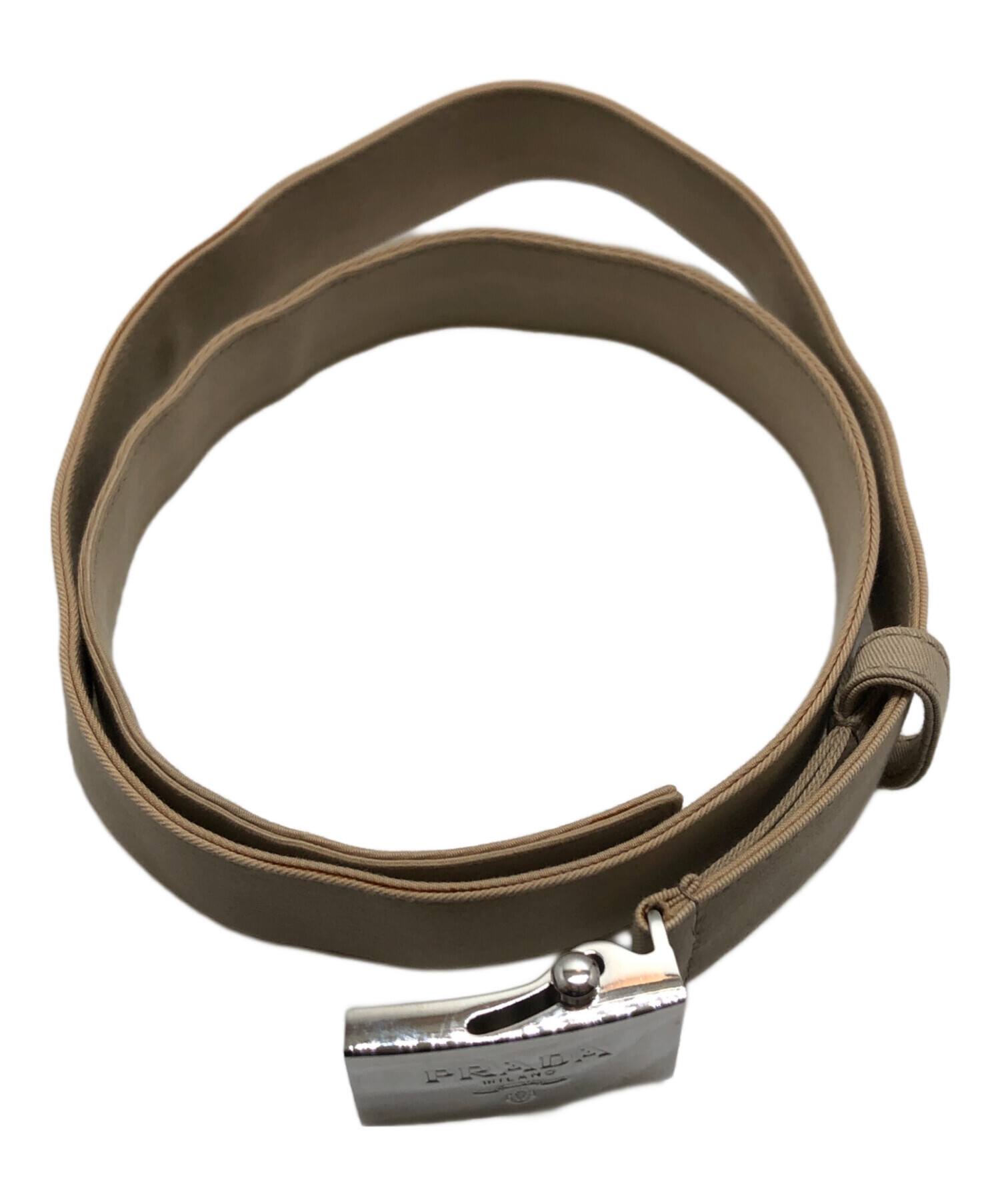 PRADA ベージュ ひざ丈スカート 40 中古・古着通販】PRADA (プラダ) ベルト付スカート ベージュ サイズ:40