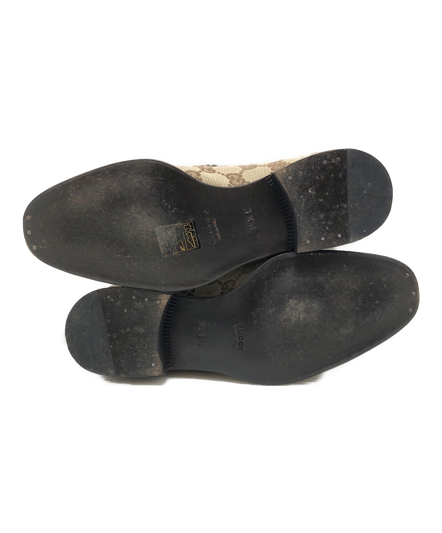 中古・古着通販】GUCCI (グッチ) GGキャンバスローファー ベージュ 
