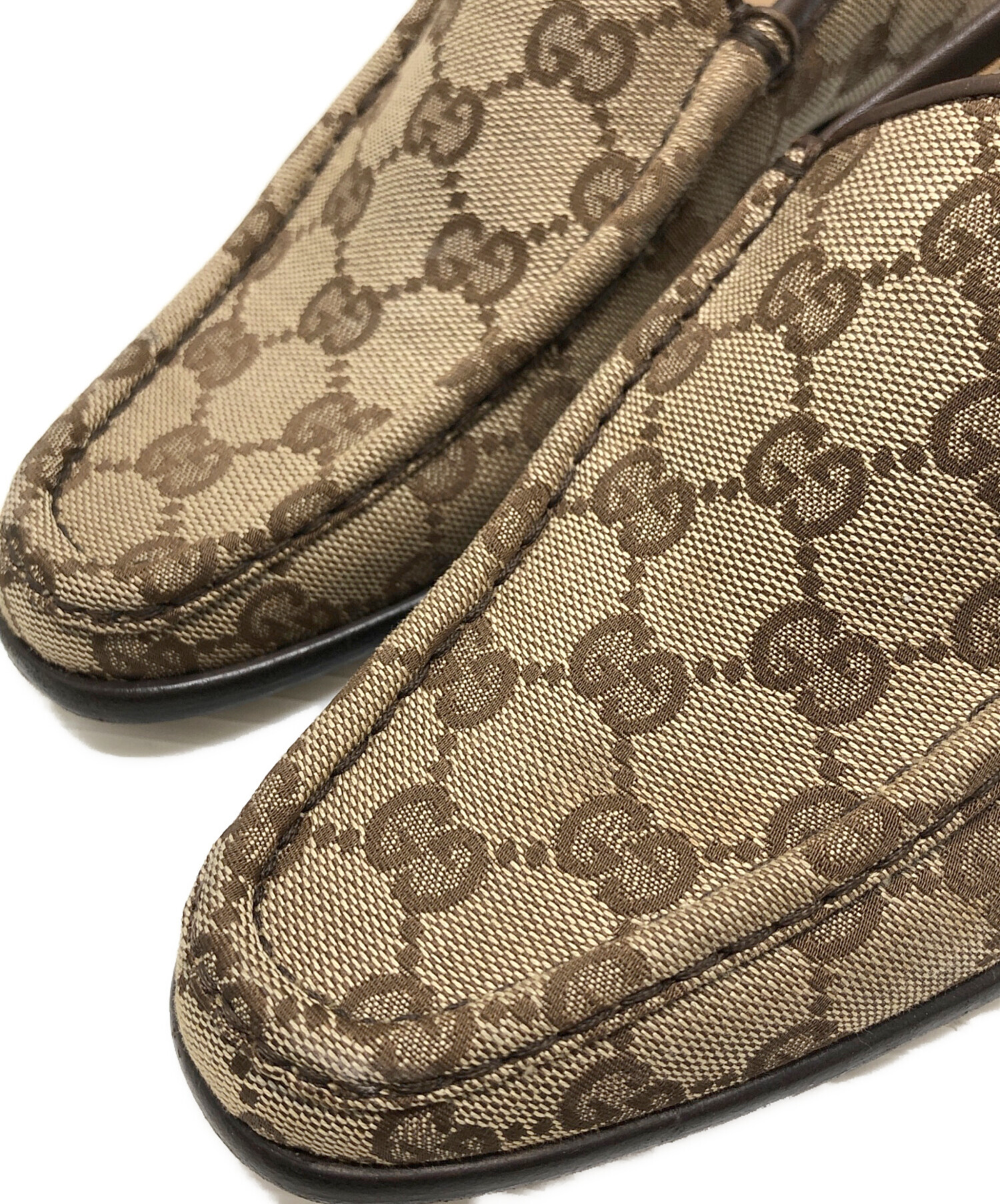 中古・古着通販】GUCCI (グッチ) GGキャンバスローファー ベージュ 