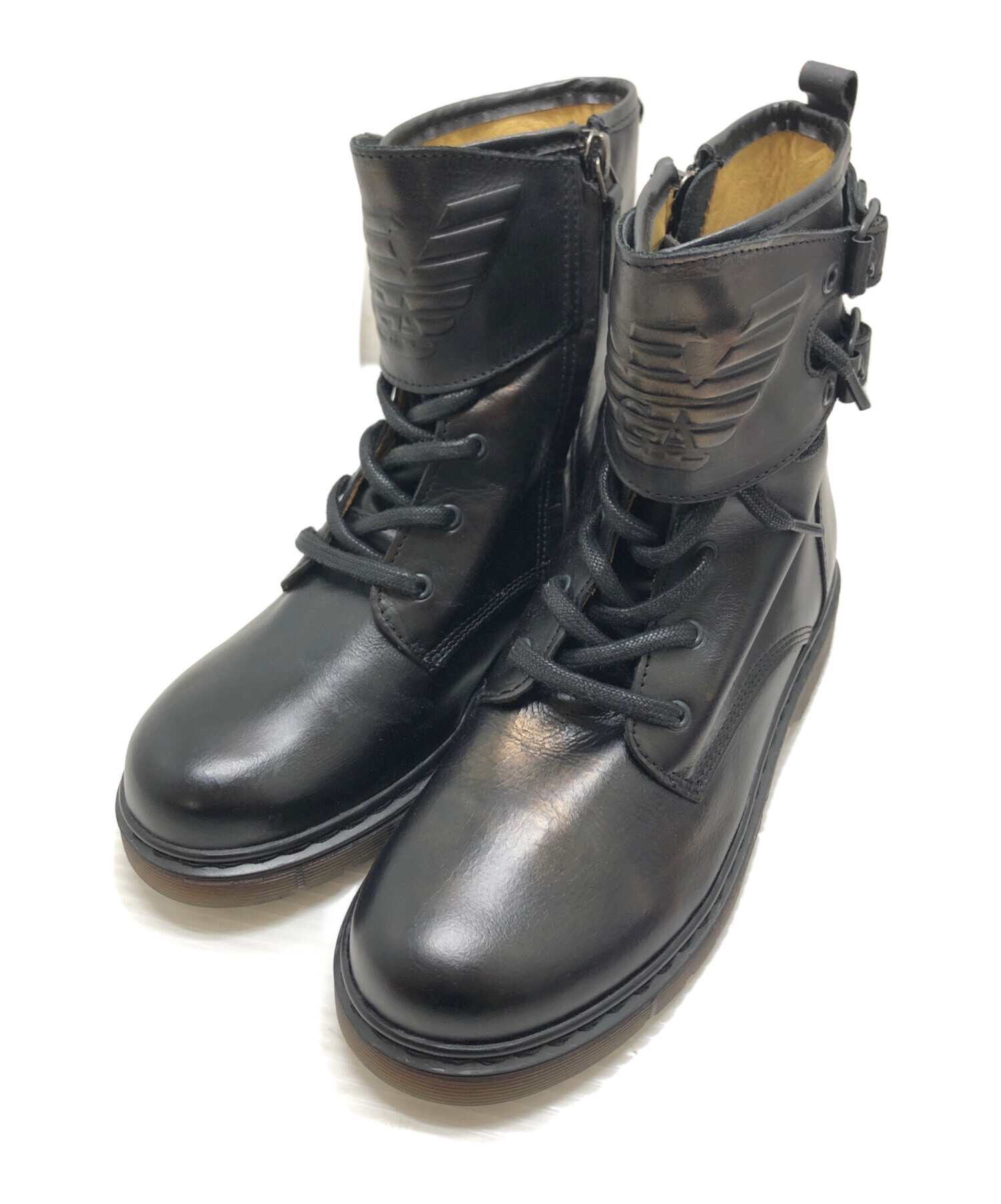 中古・古着通販】ARMANI (アルマーニ) サイドジップブーツ ブラック 