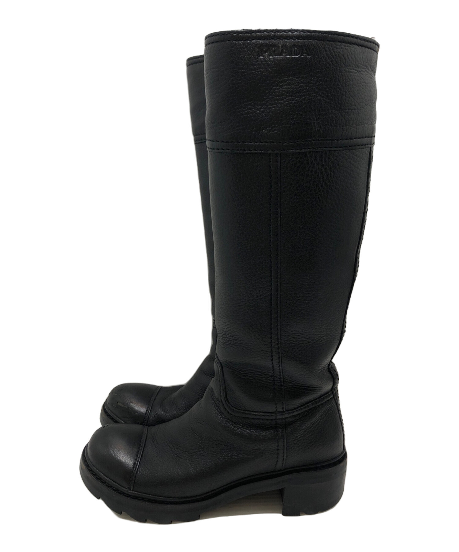 中古・古着通販】PRADA (プラダ) ロングブーツ ブラック サイズ:35 