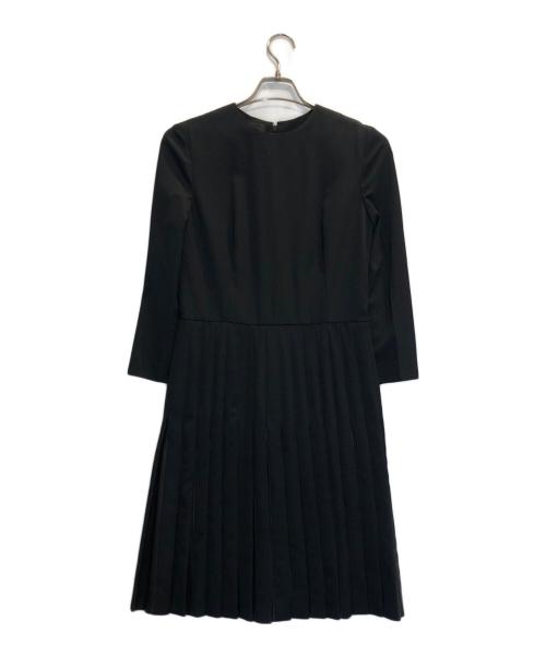 ☆PRADAプラダロゴニット切替プリーツロングワンピース40S☆ 中古・古着通販】PRADA (プラダ) ラムレザー切替プリーツワンピース