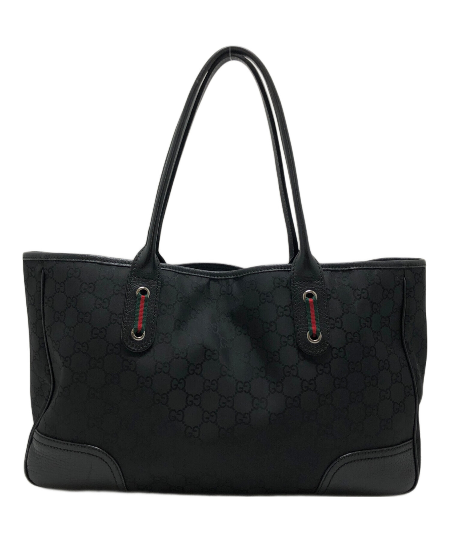■GUCCI（グッチ）美品 /ナイロン×レザー/ハンドバッグ/ブラック 黒 GUCCI（グッチ） ハンドバッグ レザー ブラック 169971 467891 布袋付