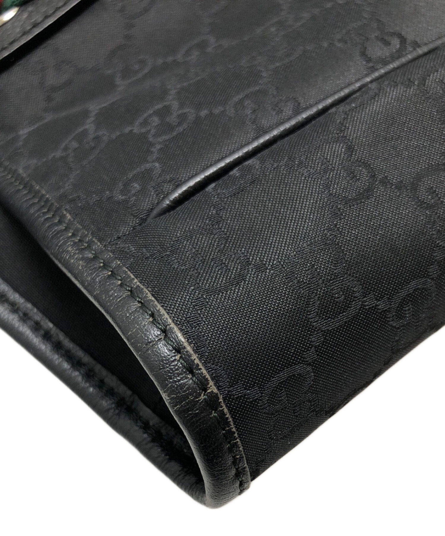 ■GUCCI（グッチ）美品 /ナイロン×レザー/ハンドバッグ/ブラック 黒 GUCCI グッチ トートバッグ GGナイロンキャンバス/レザー ブラック