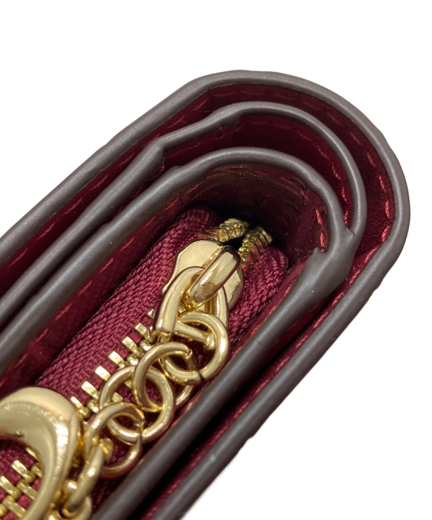 中古・古着通販】COACH (コーチ) クロコ型押し2つ折り財布 レッド