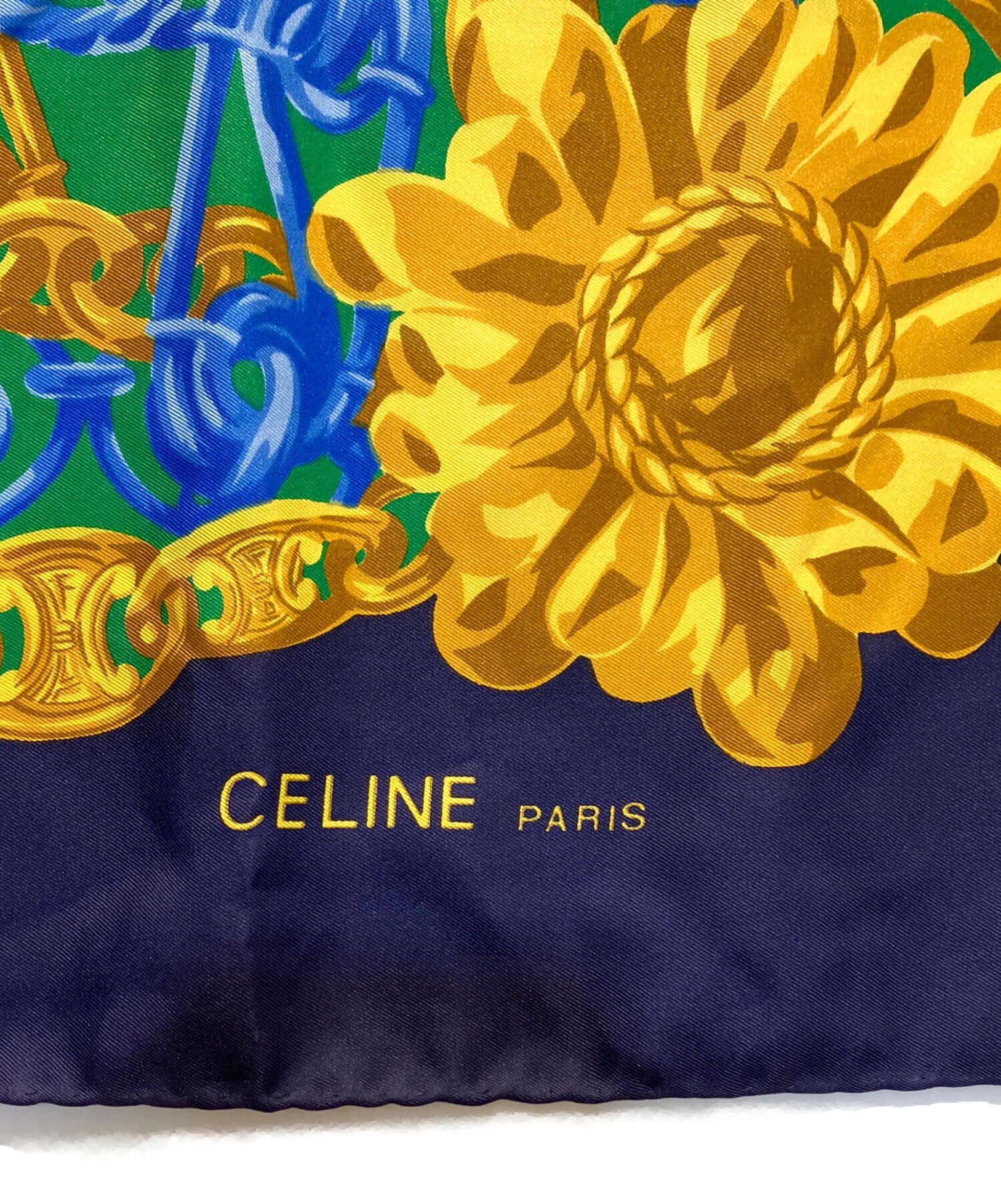 中古・古着通販】CELINE (セリーヌ) シルクスカーフ ネイビー