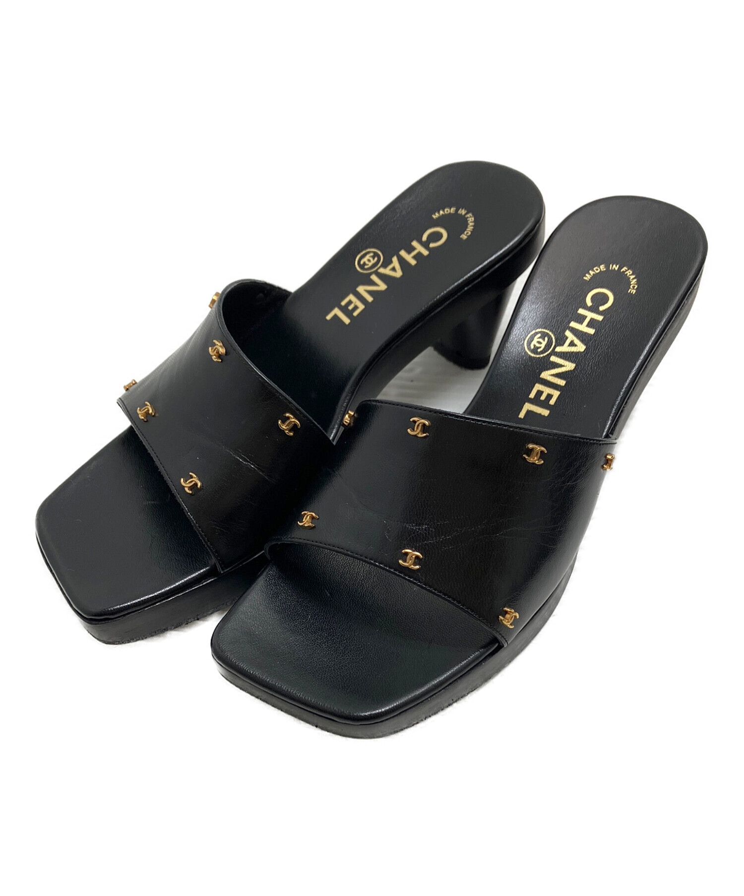 中古・古着通販】CHANEL (シャネル) サンダル ブラック サイズ:36