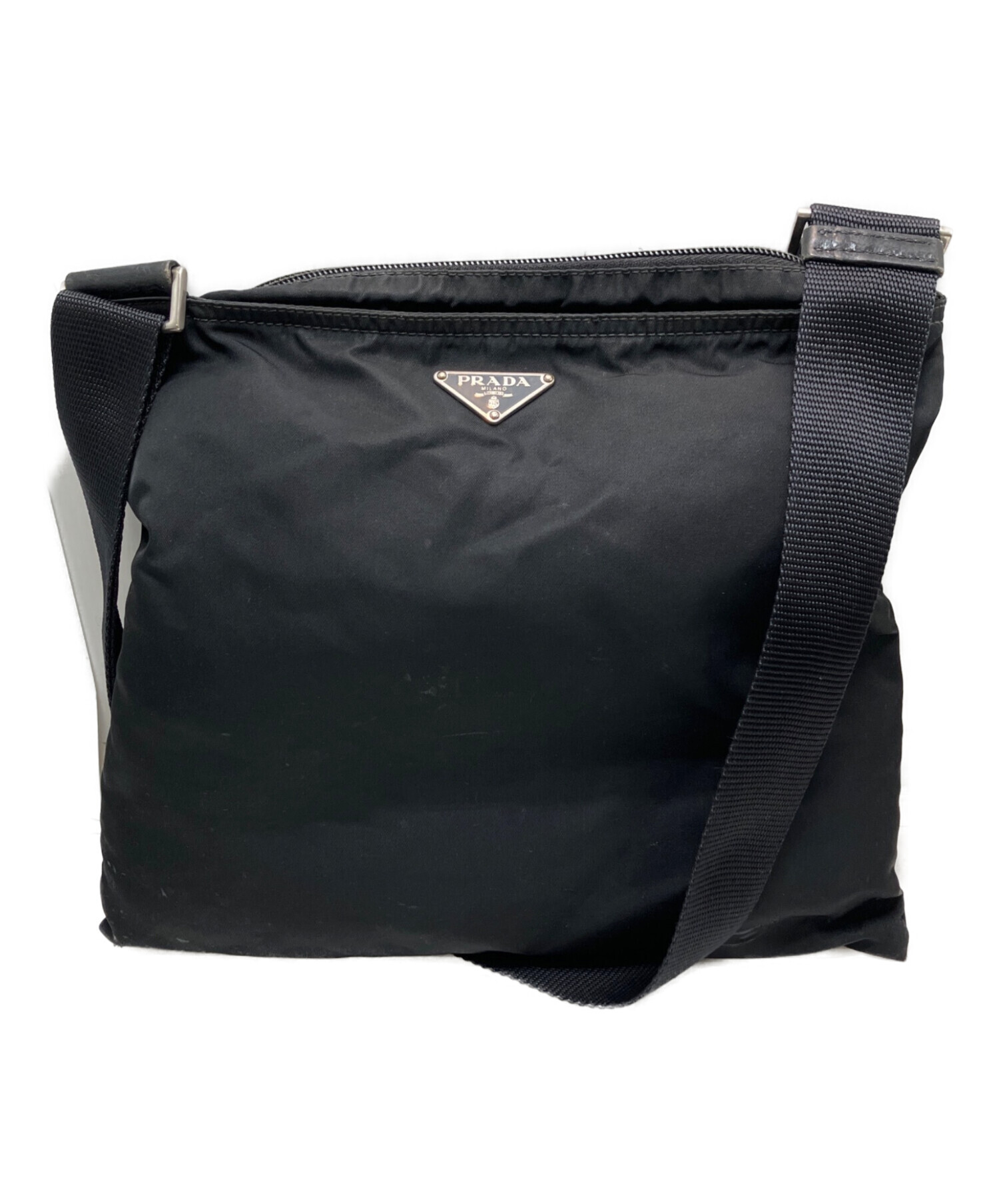 【ジャンク品】PRADA ナイロン ショルダーバッグ ブラック 中古・古着通販】PRADA (プラダ) ナイロンショルダーバッグ ブラック