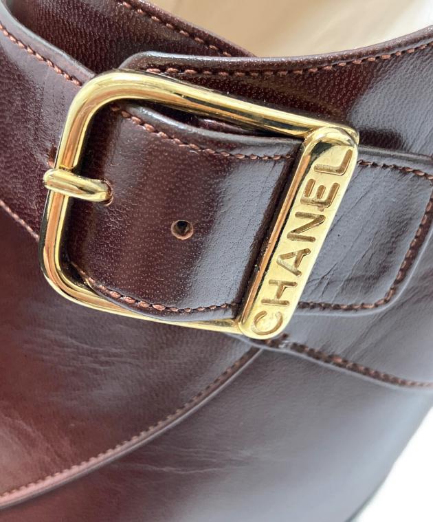 CHANEL シャネル パンプス 36 ブラウン ゴールドバックル レザー 中古・古着通販】CHANEL (シャネル) ココマークヒールパンプス