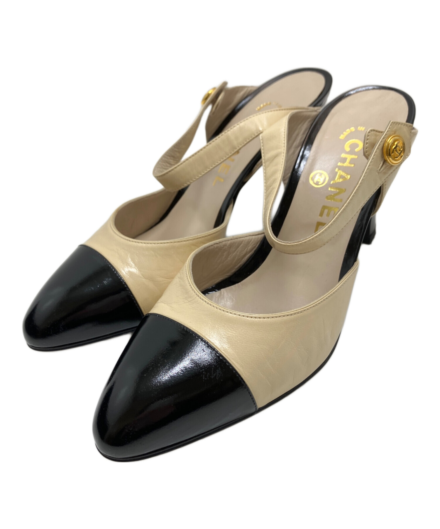 中古・古着通販】CHANEL (シャネル) スリングバックバイカラーパンプス