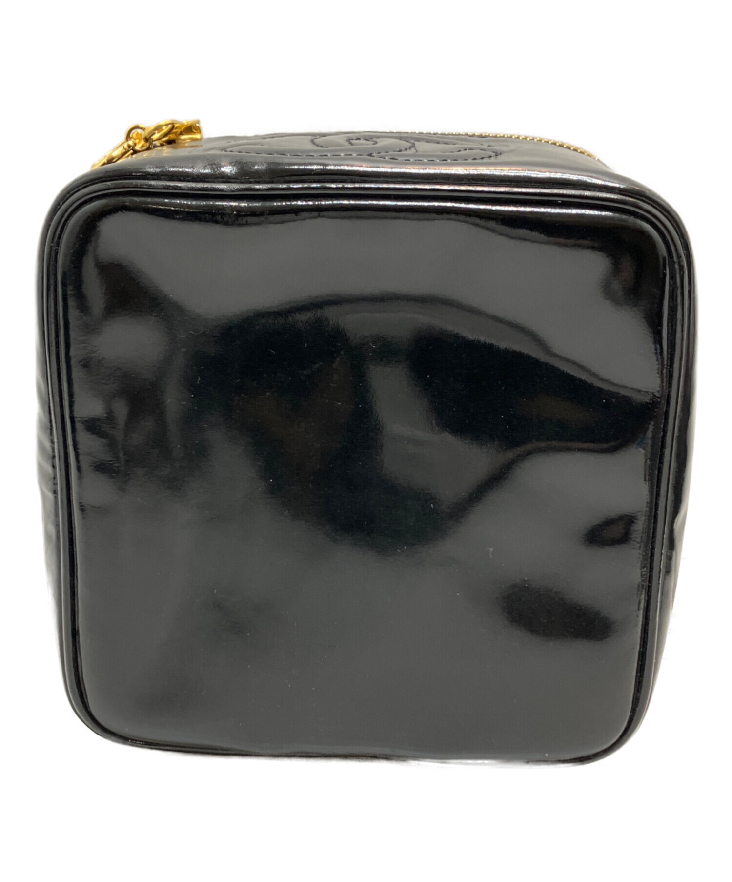 中古・古着通販】CHANEL (シャネル) エナメルバニティバッグ ブラック