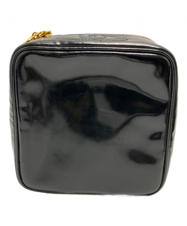 CHANEL ブラック エナメル バニティ ポーチ 中古・古着通販】CHANEL (シャネル) エナメルバニティバッグ ブラック