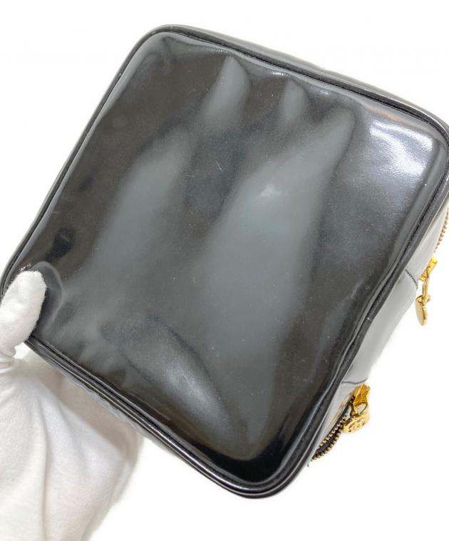 中古・古着通販】CHANEL (シャネル) エナメルバニティバッグ ブラック