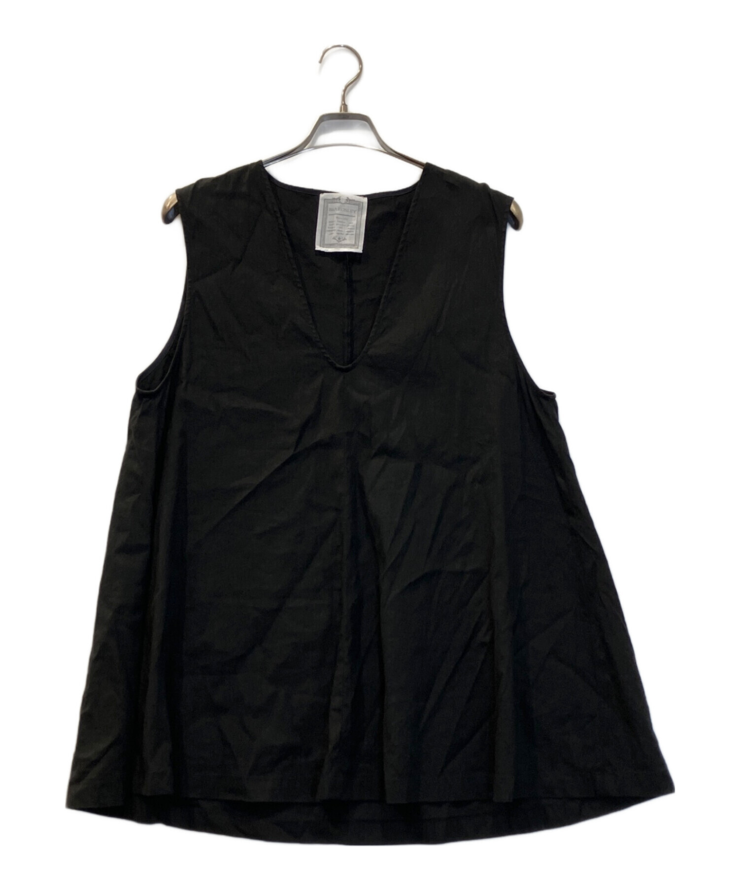 未使用！！BEARDSLEY ブークレフレアーベスト　Vネックジレ 中古・古着通販】BEARDSLEY (ビアズリー) リネン混Uネックフレアベスト